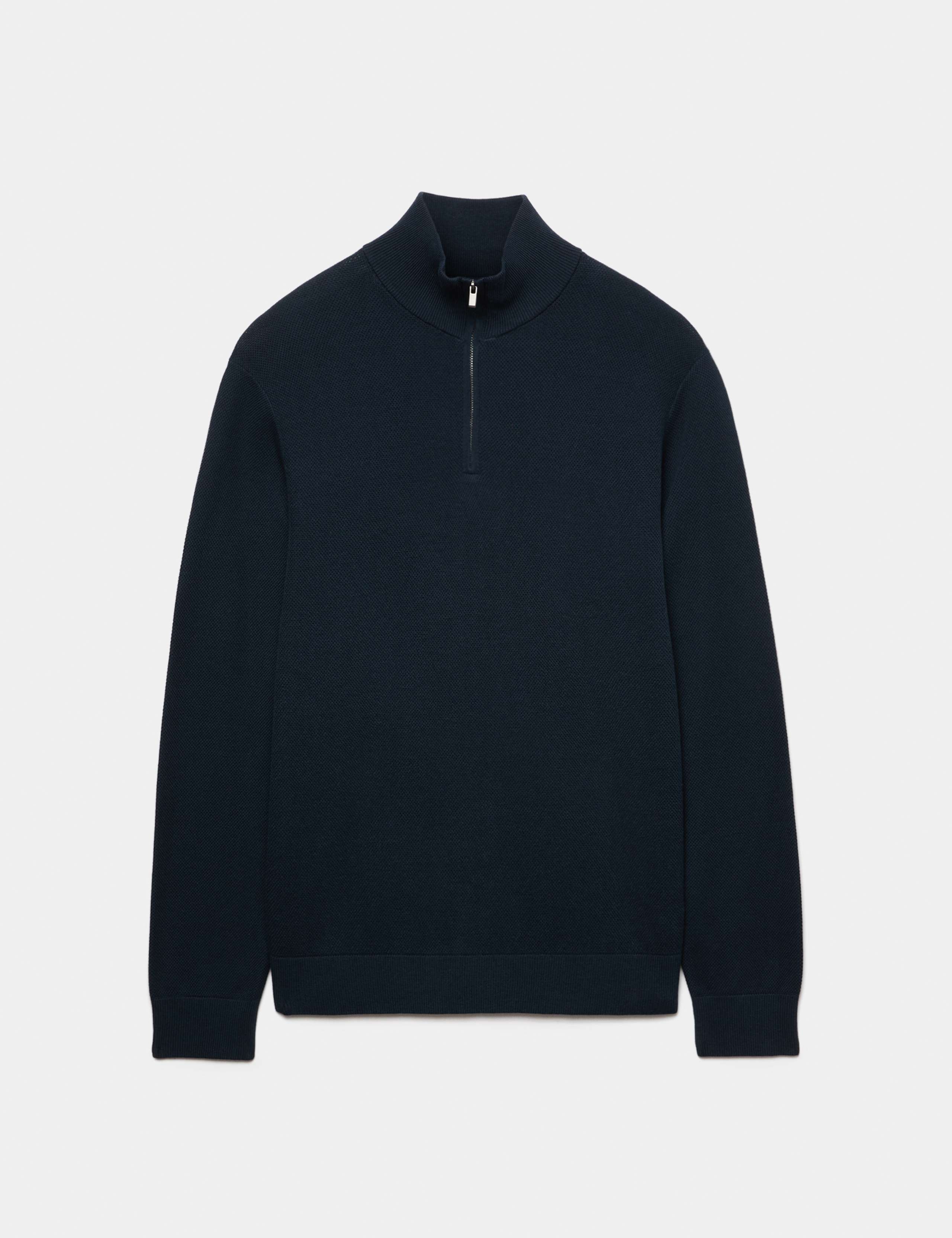 Pure Cotton Textured Half Zip Jumper 2 of 5