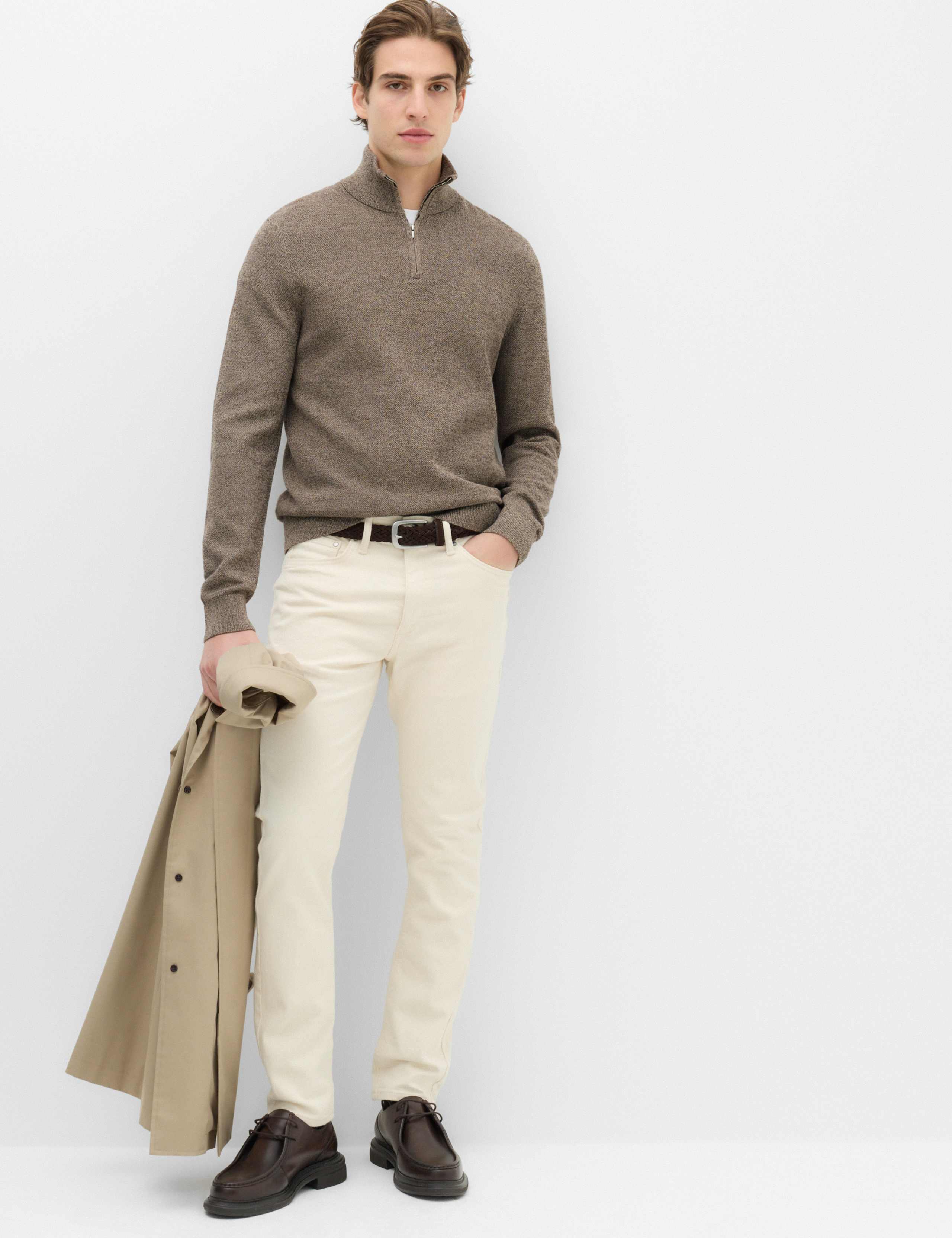 Pure Cotton Textured Half Zip Jumper 5 of 5