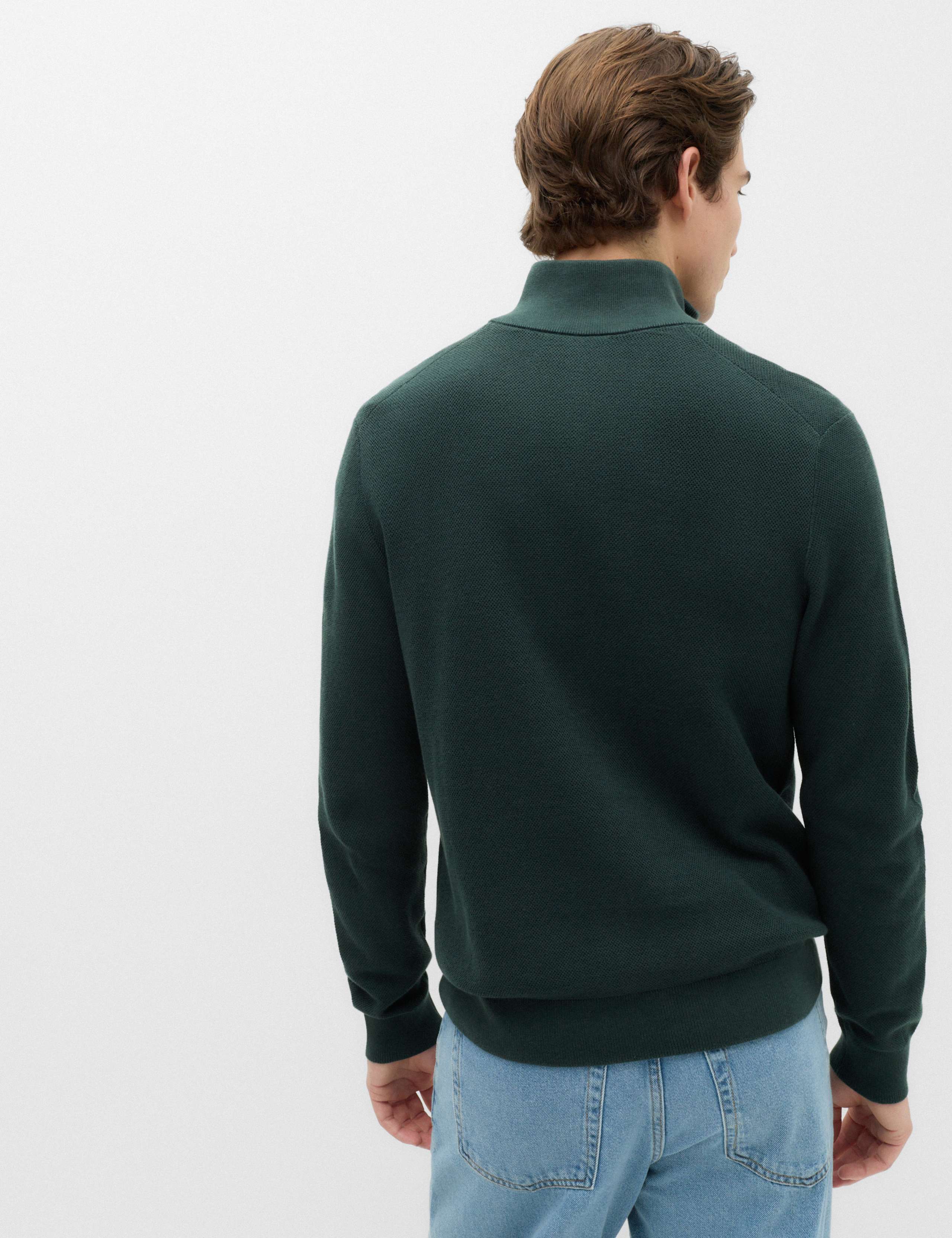 Pure Cotton Textured Half Zip Jumper 5 of 6