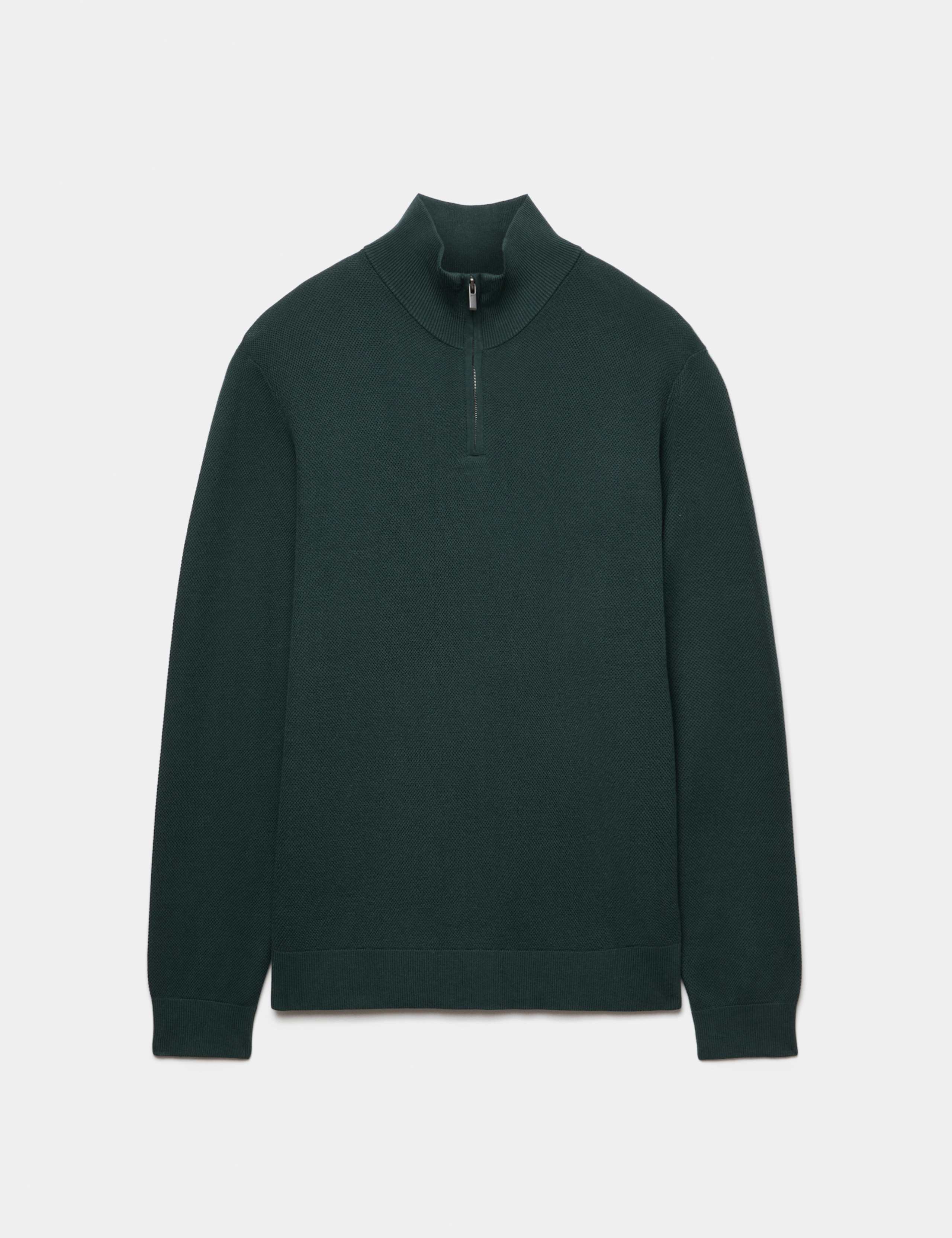 Pure Cotton Textured Half Zip Jumper 2 of 6