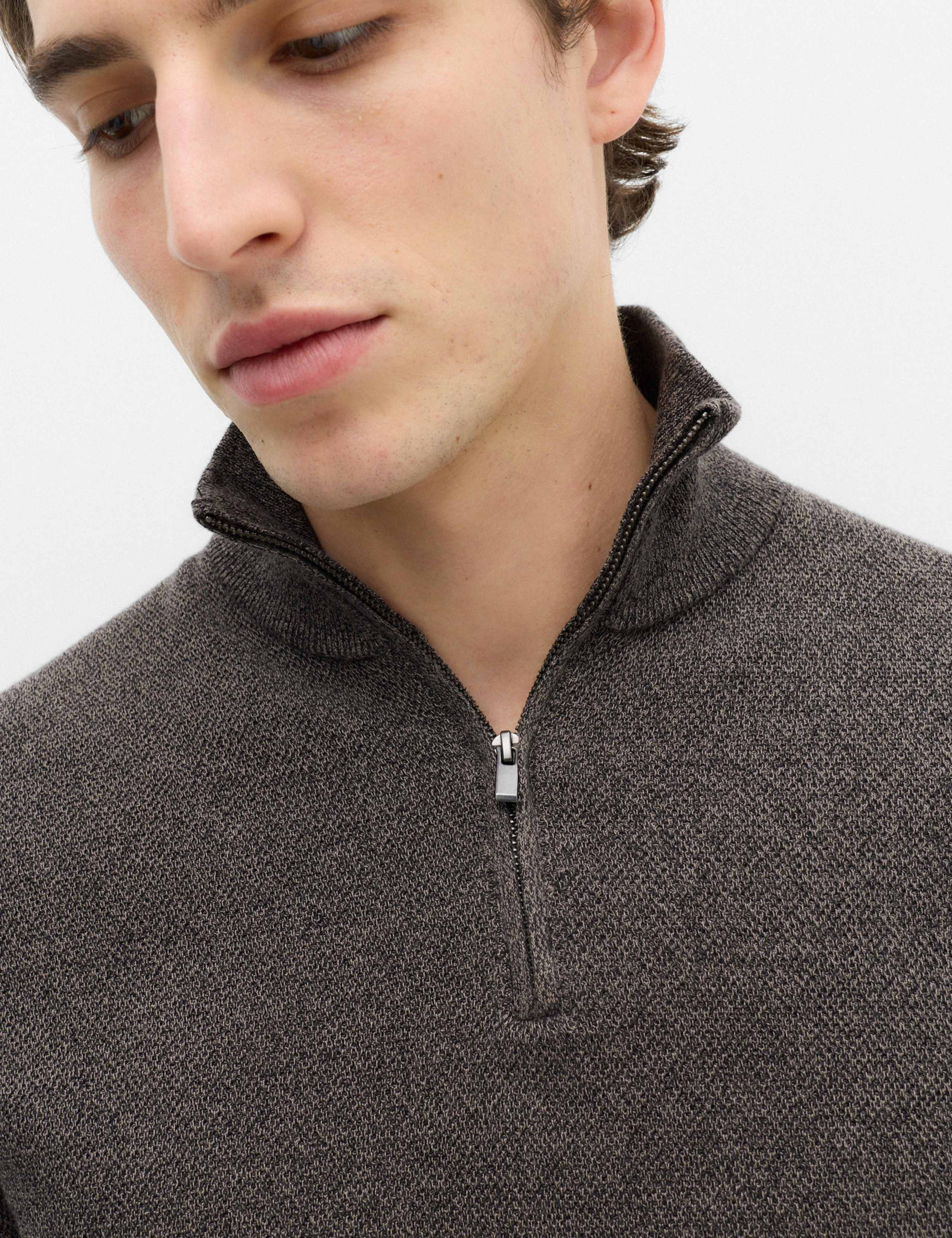 Pure Cotton Textured Half Zip Jumper 3 of 6