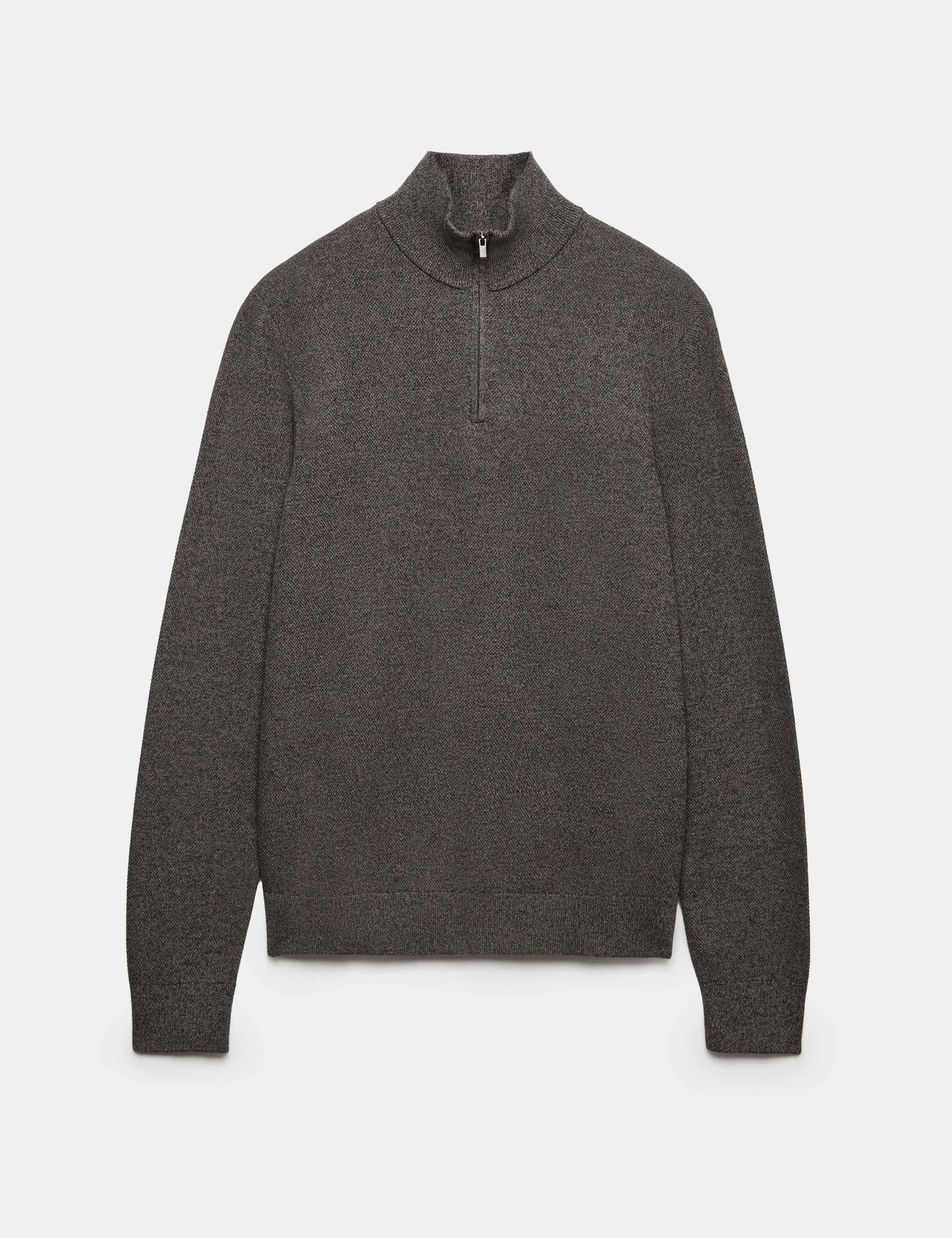 Pure Cotton Textured Half Zip Jumper 2 of 6