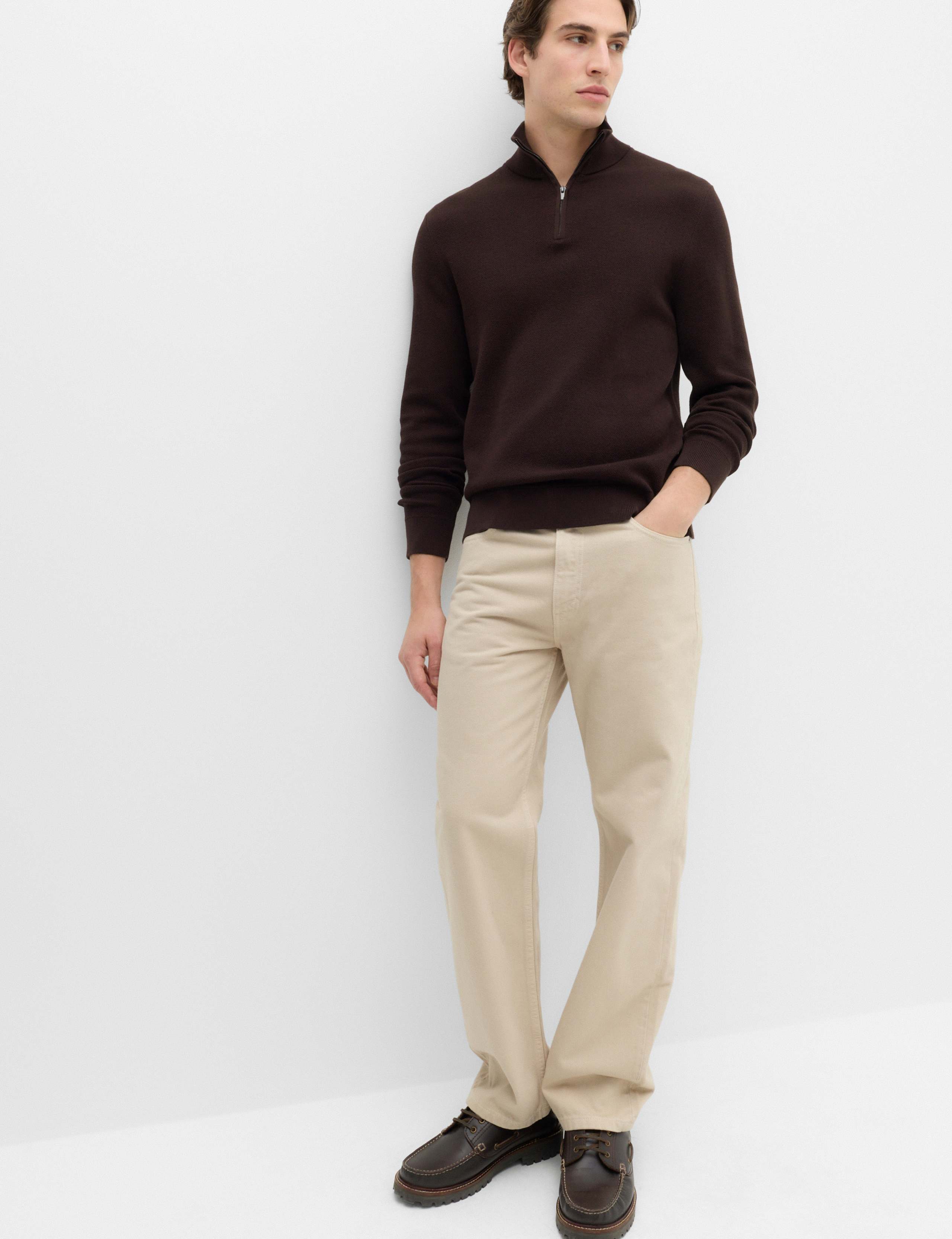 Pure Cotton Textured Half Zip Jumper 5 of 5