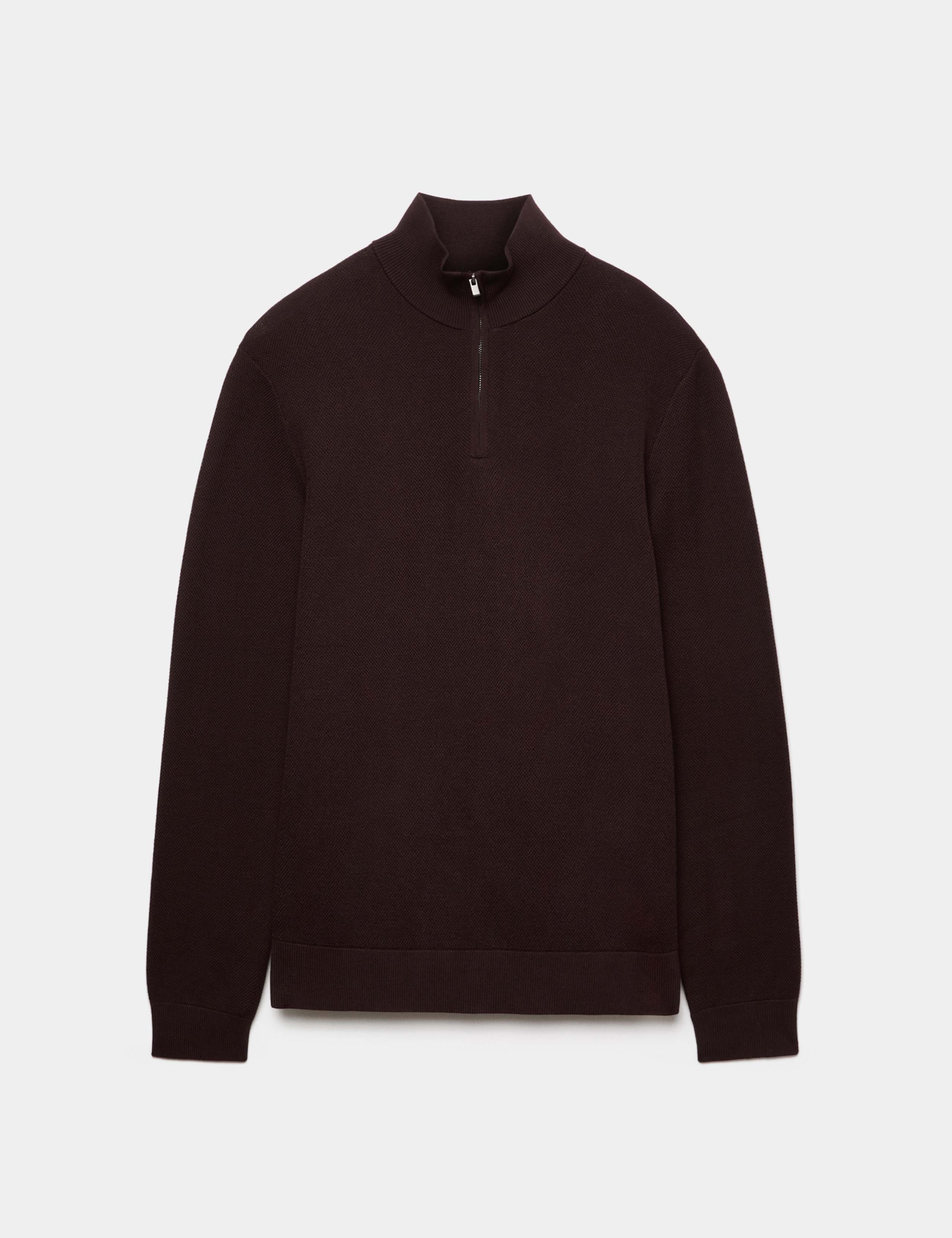 Pure Cotton Textured Half Zip Jumper 2 of 5