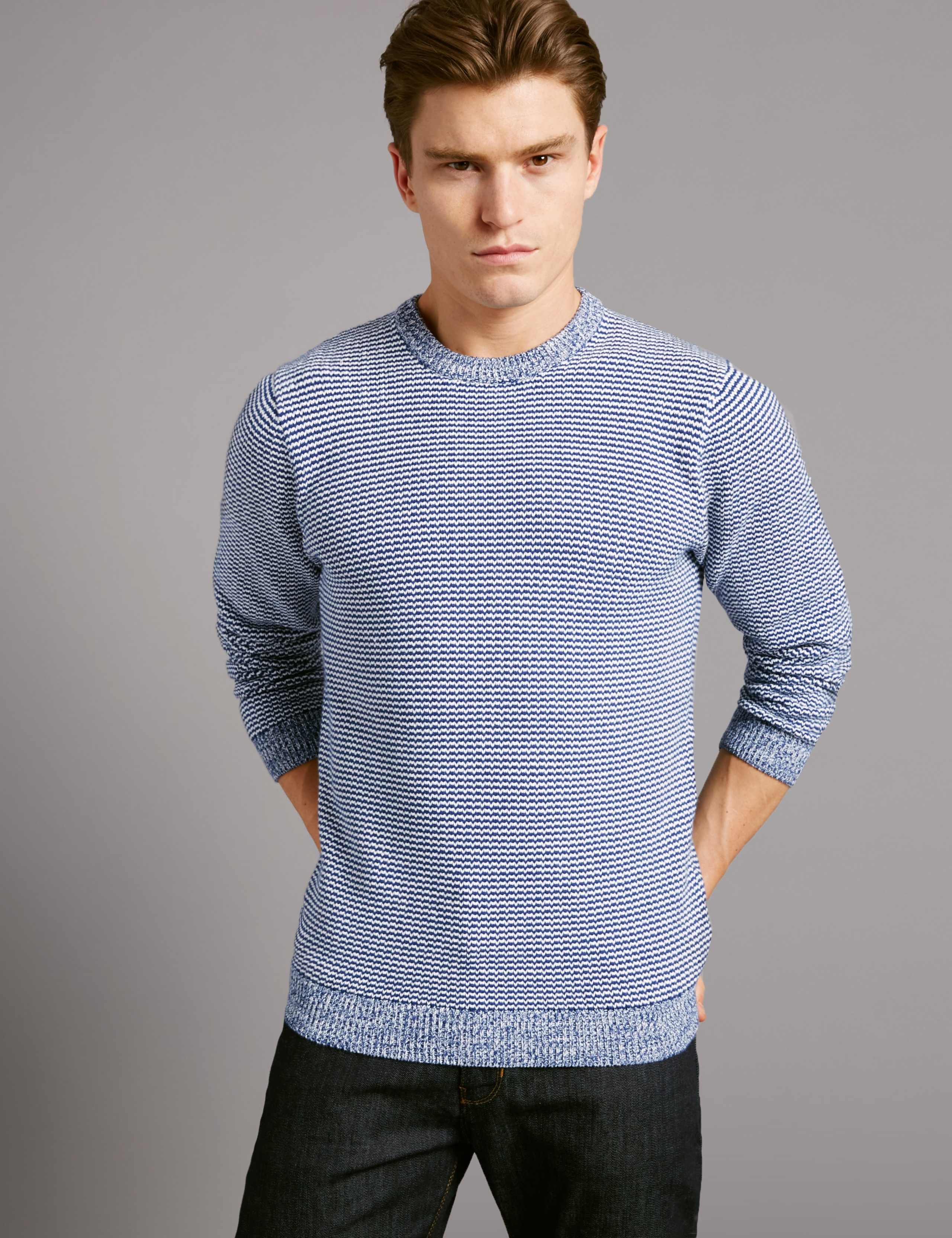 Pure Cotton Textured Slim Fit Jumper 1 of 4