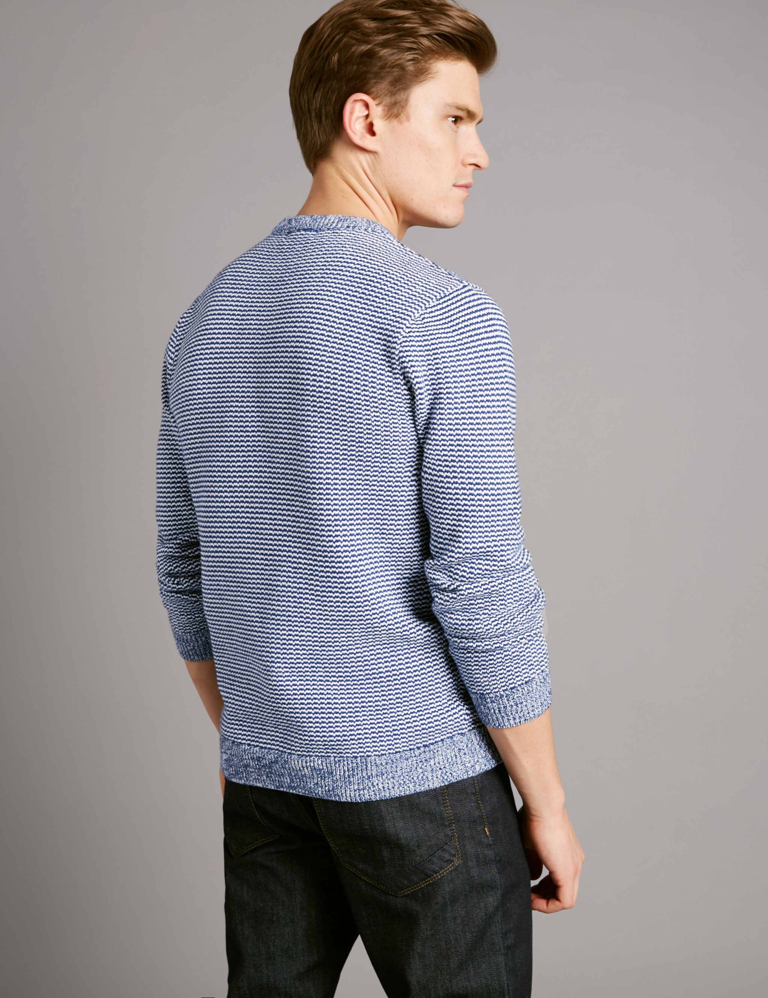 Pure Cotton Textured Slim Fit Jumper 3 of 4