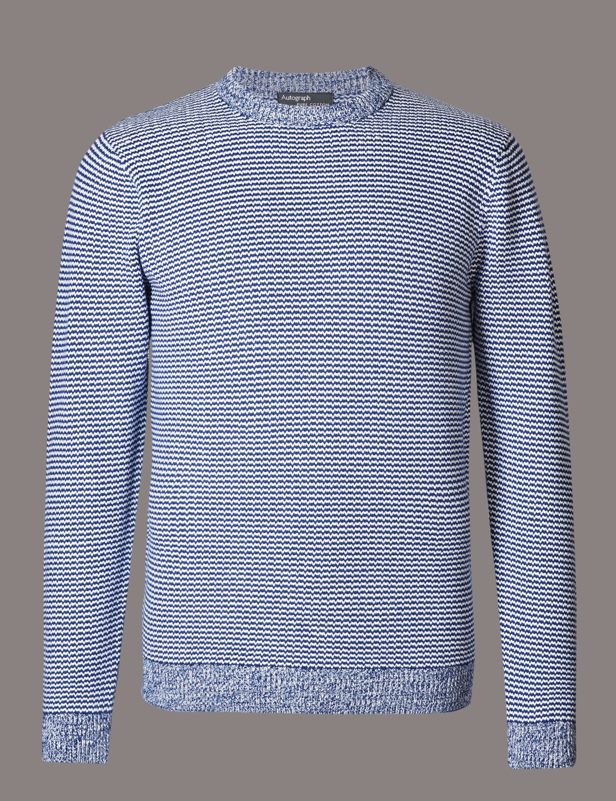 Pure Cotton Textured Slim Fit Jumper 2 of 4