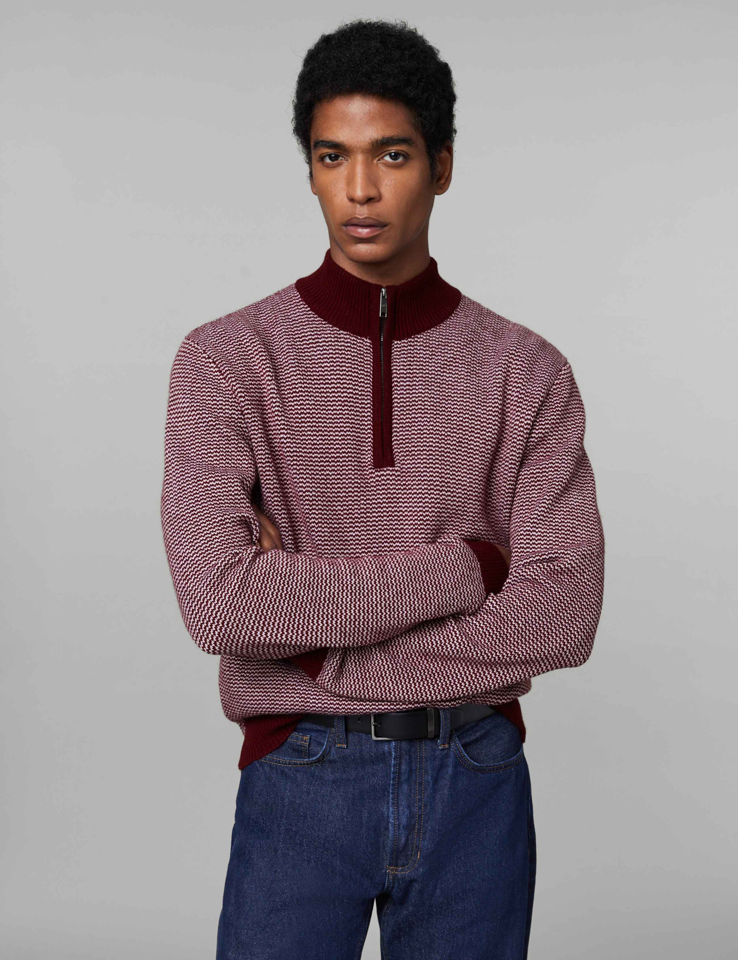 Wool Rich Half Zip Jumper with Cashmere 1 of 7