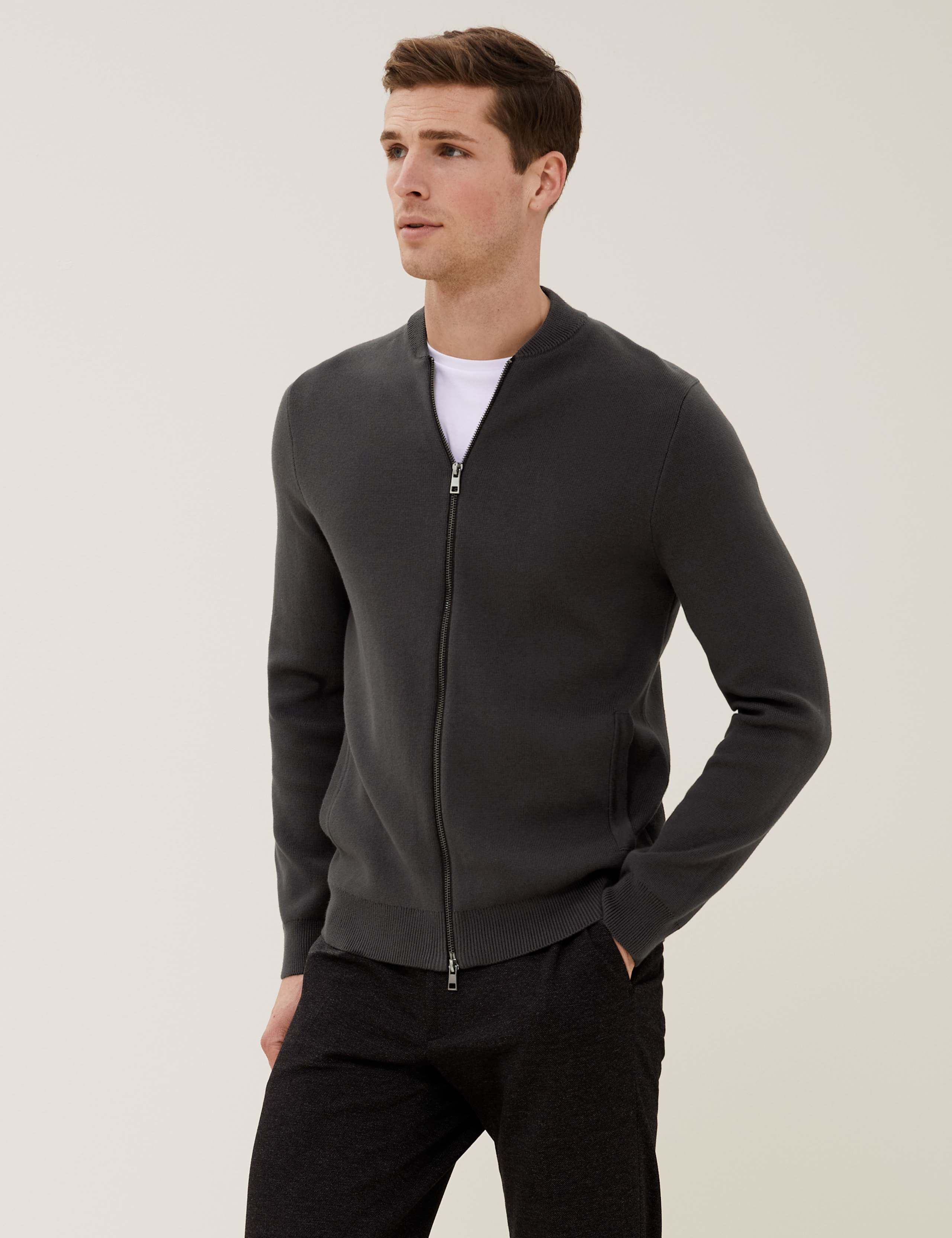 Cotton Knitted Bomber Jacket 6 of 6