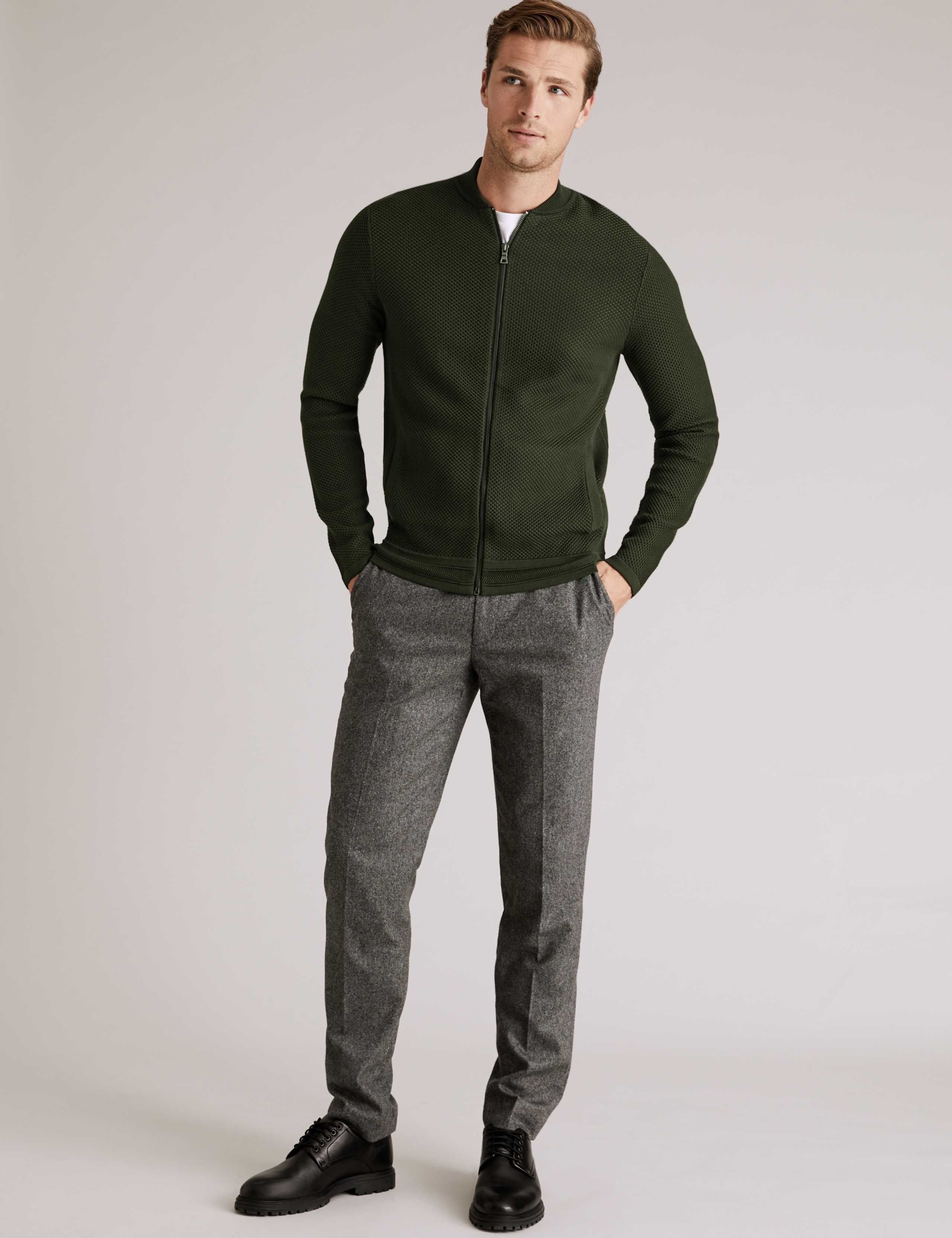 Cotton Modal Textured Knitted Bomber 3 of 4
