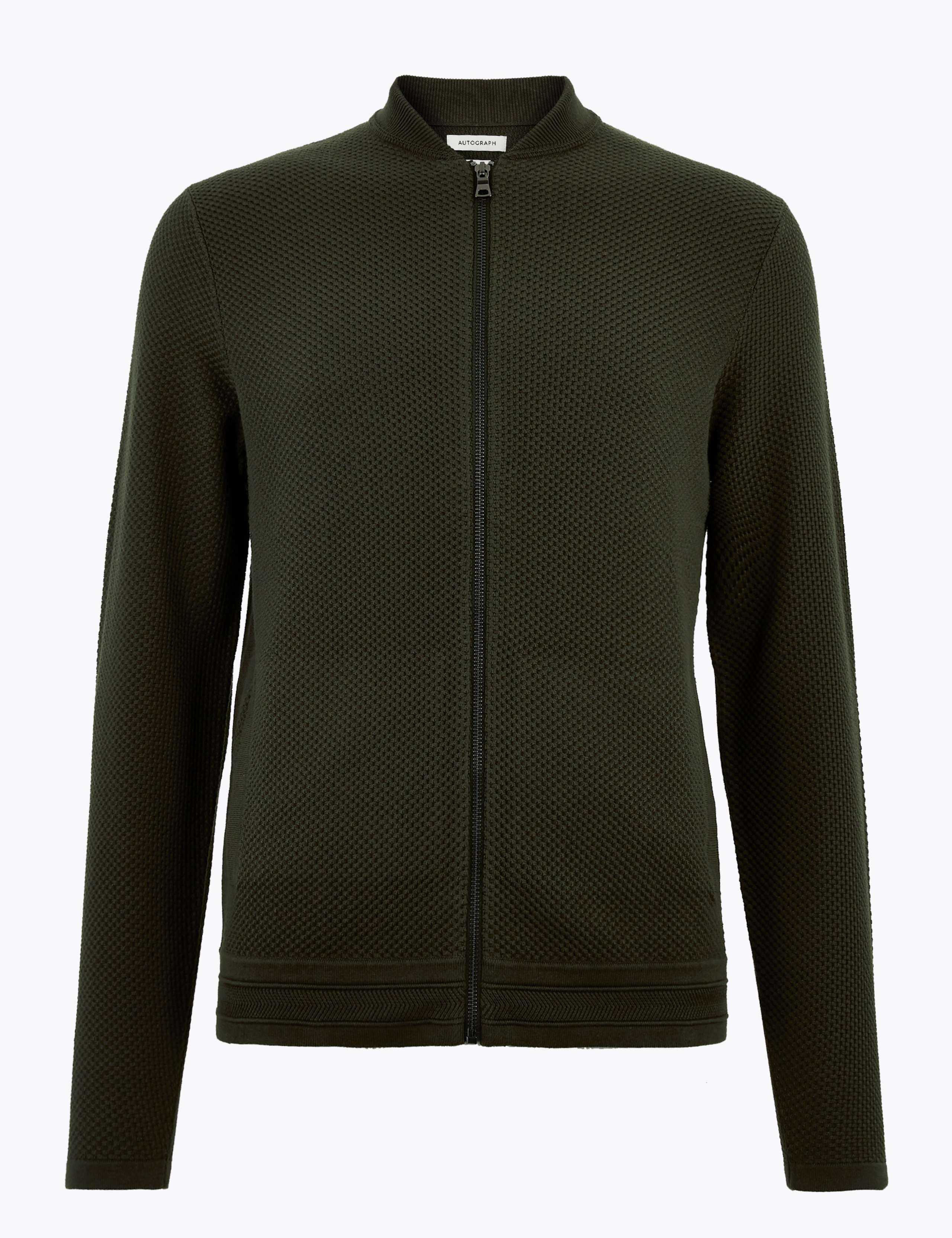Cotton Modal Textured Knitted Bomber 2 of 4