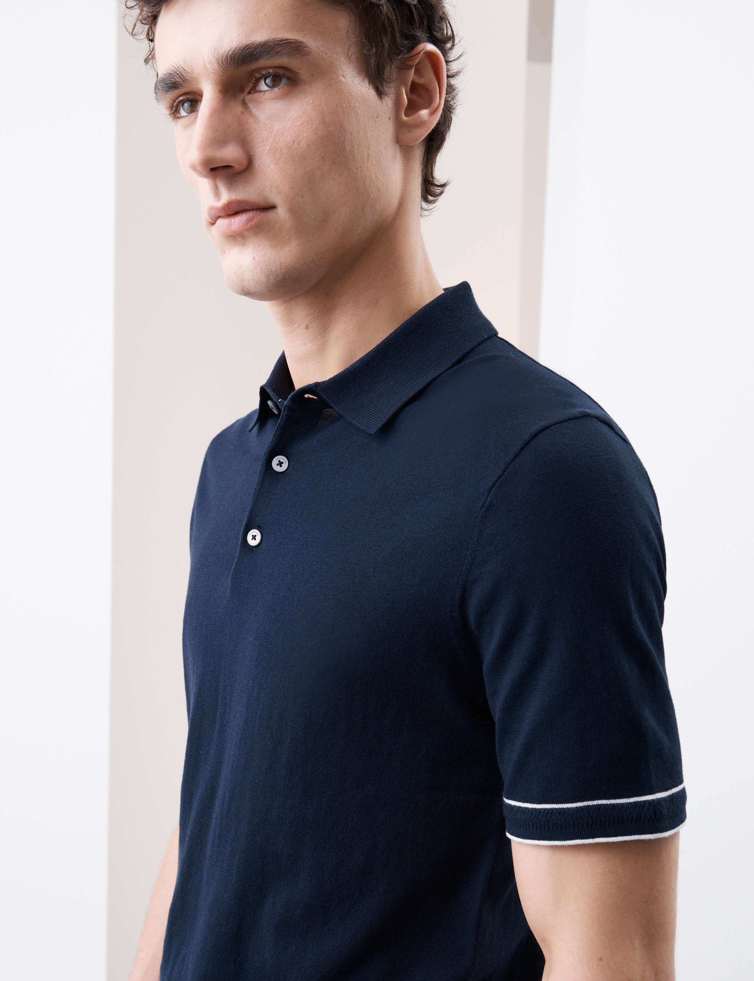Silk Cotton Knitted Polo Shirt 7 of 7