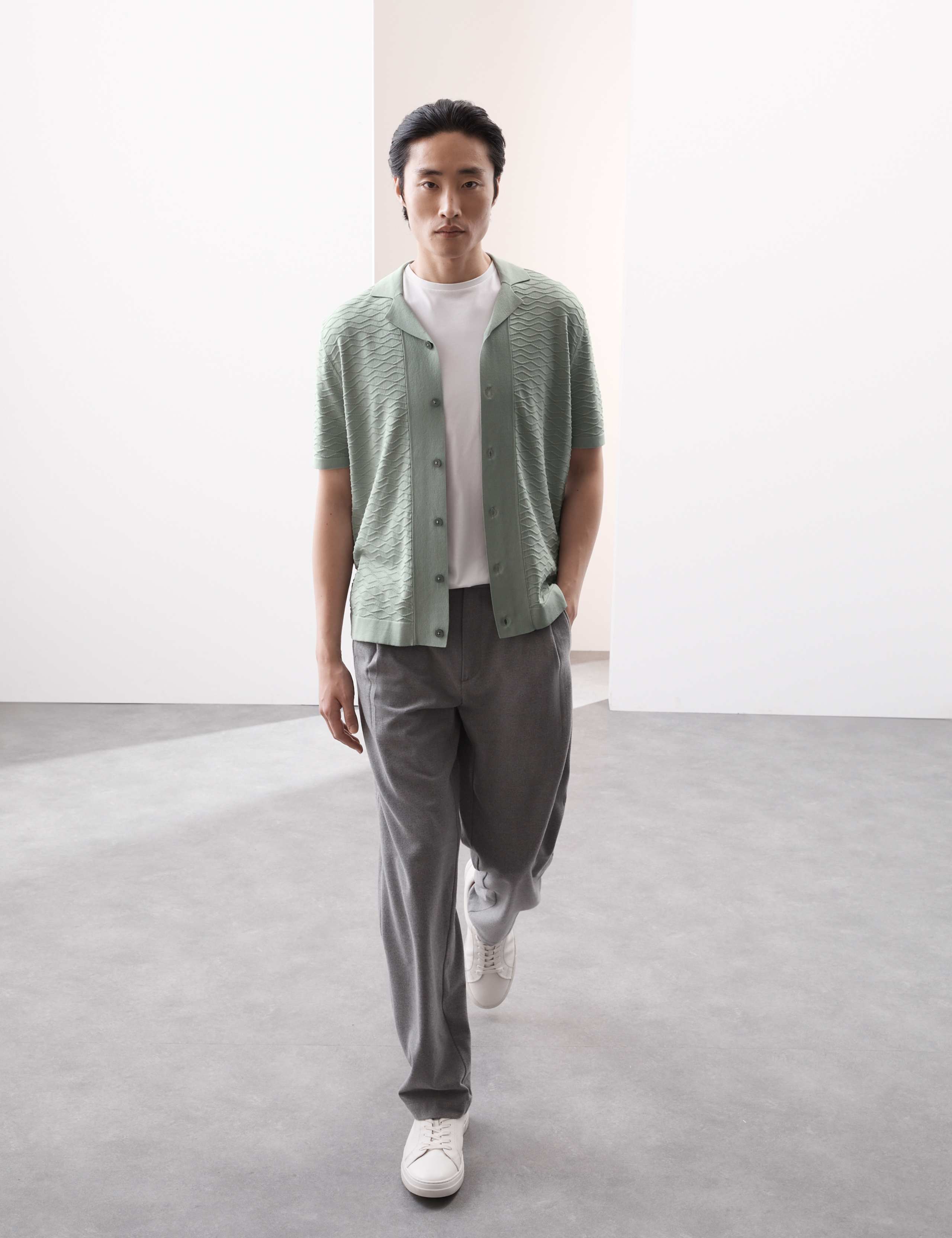 Cotton Rich Textured Knitted Polo Shirt 3 of 6