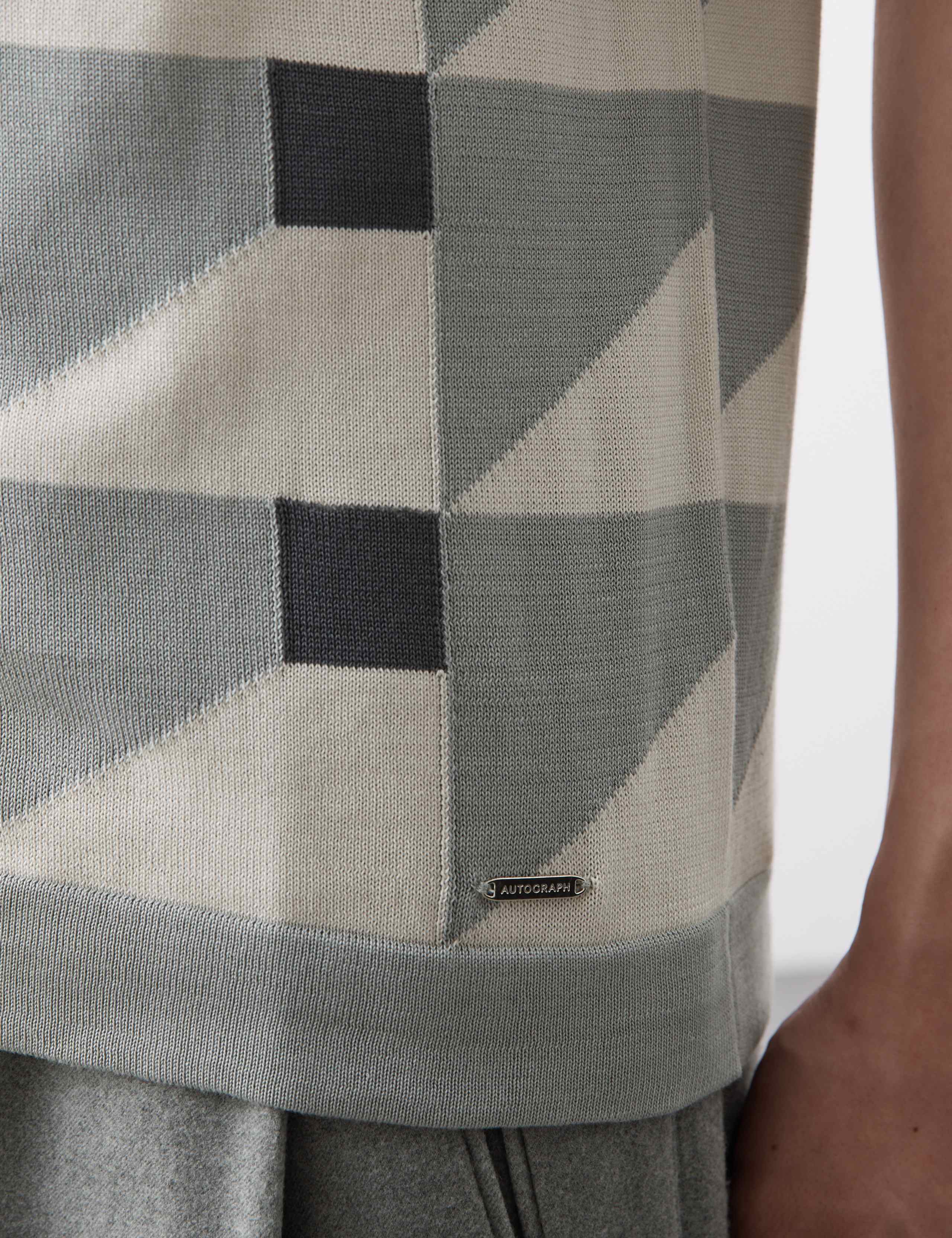 Pure Cotton Geometric Knitted Polo Shirt 4 of 5