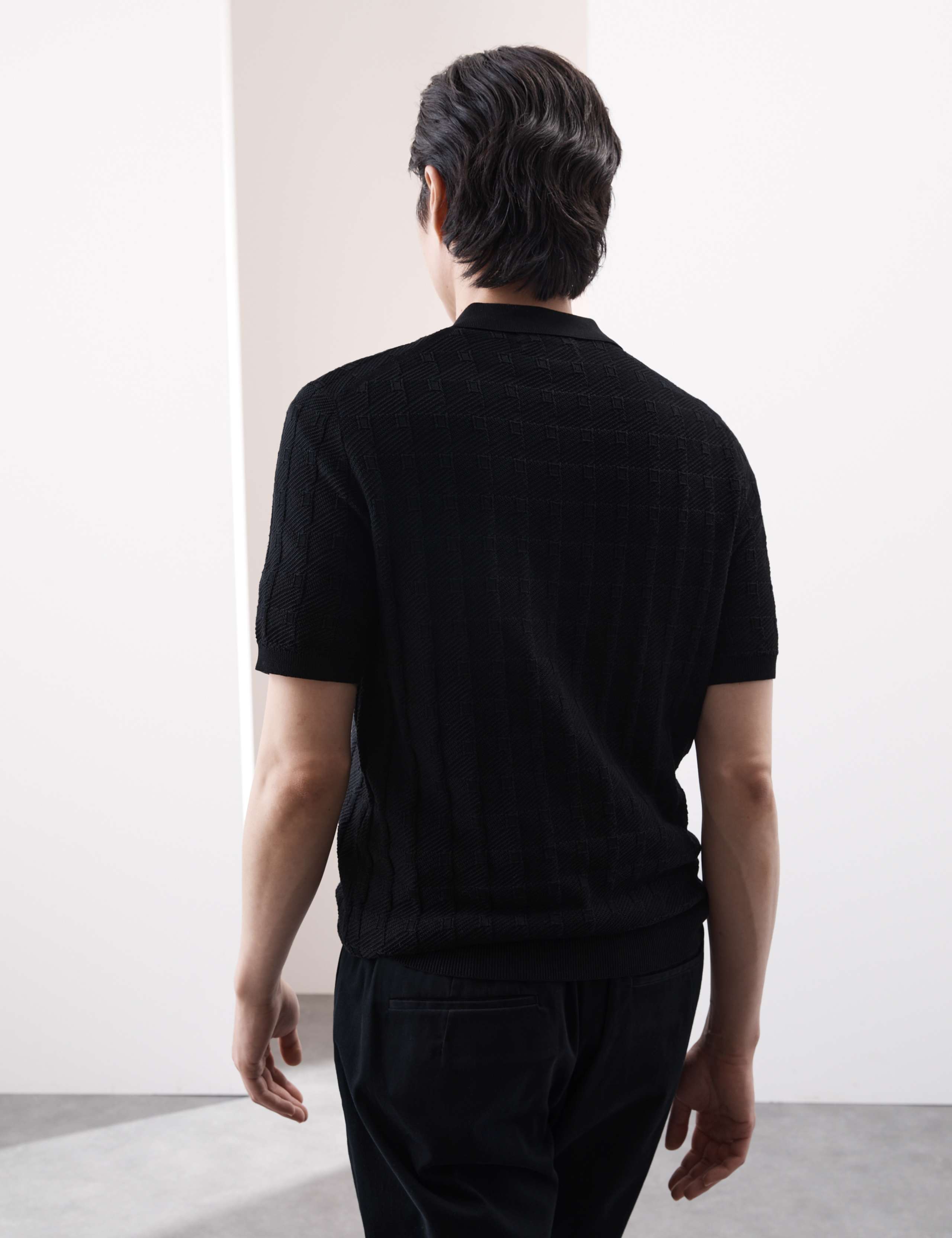 Pure Cotton Textured Knitted Polo Shirt 5 of 5