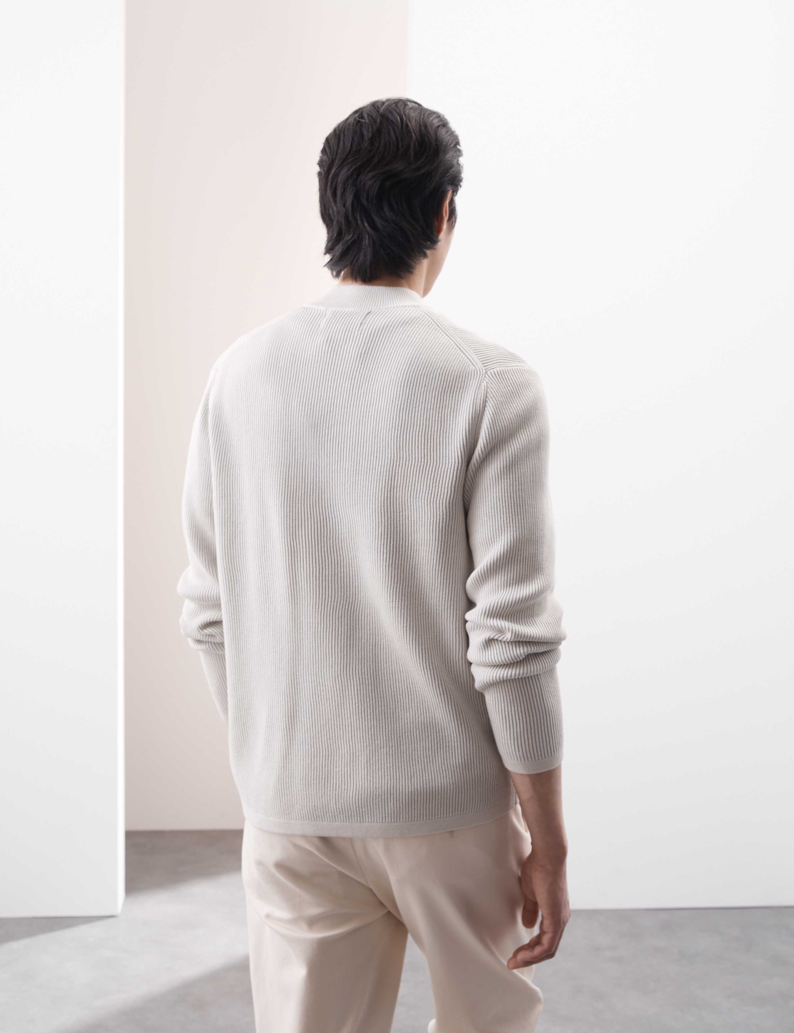 Mercerised Cotton Ribbed Knitted Jacket 5 of 5