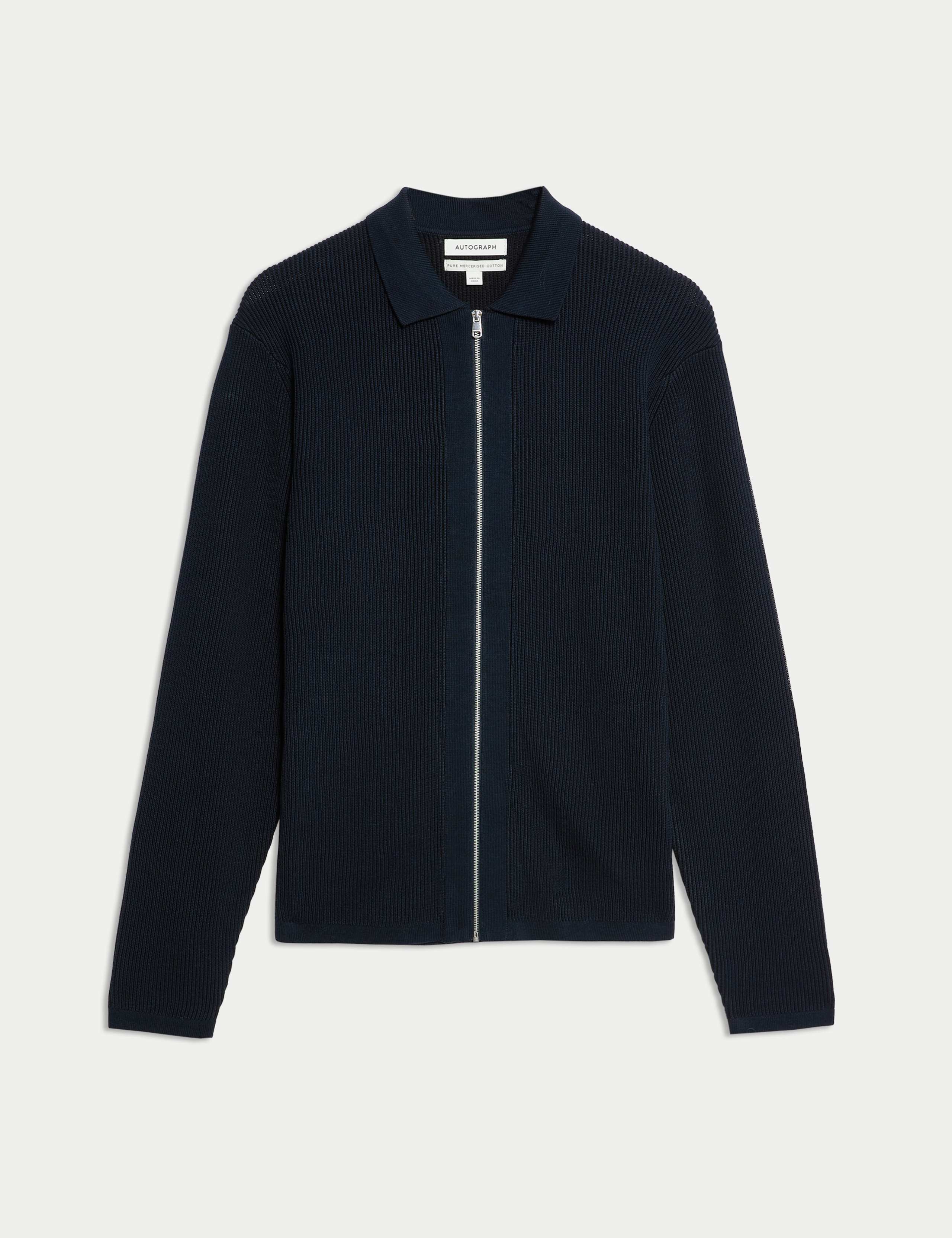 Mercerised Cotton Ribbed Knitted Jacket 2 of 5
