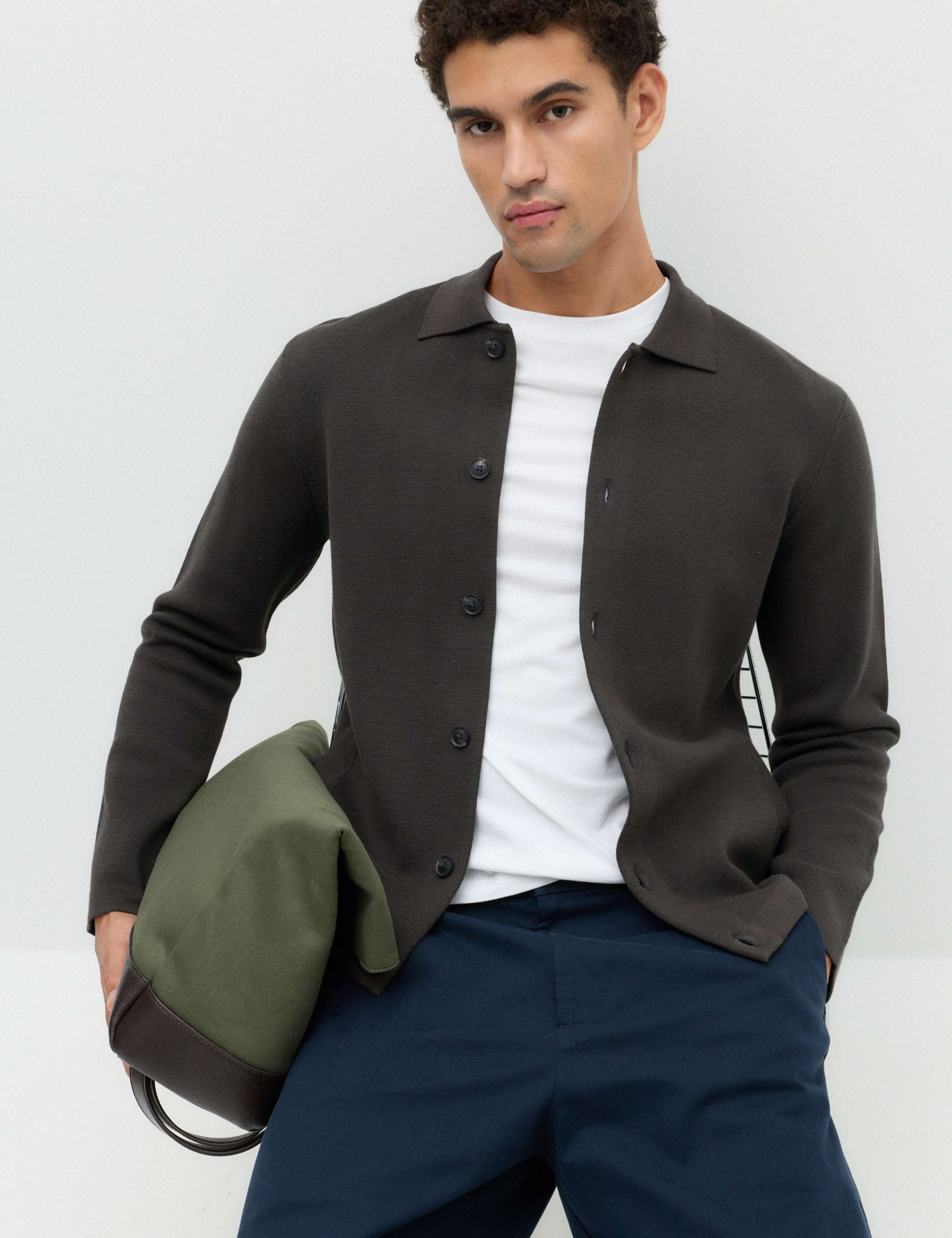 Cotton Blend Milano Knit Overshirt 6 of 6
