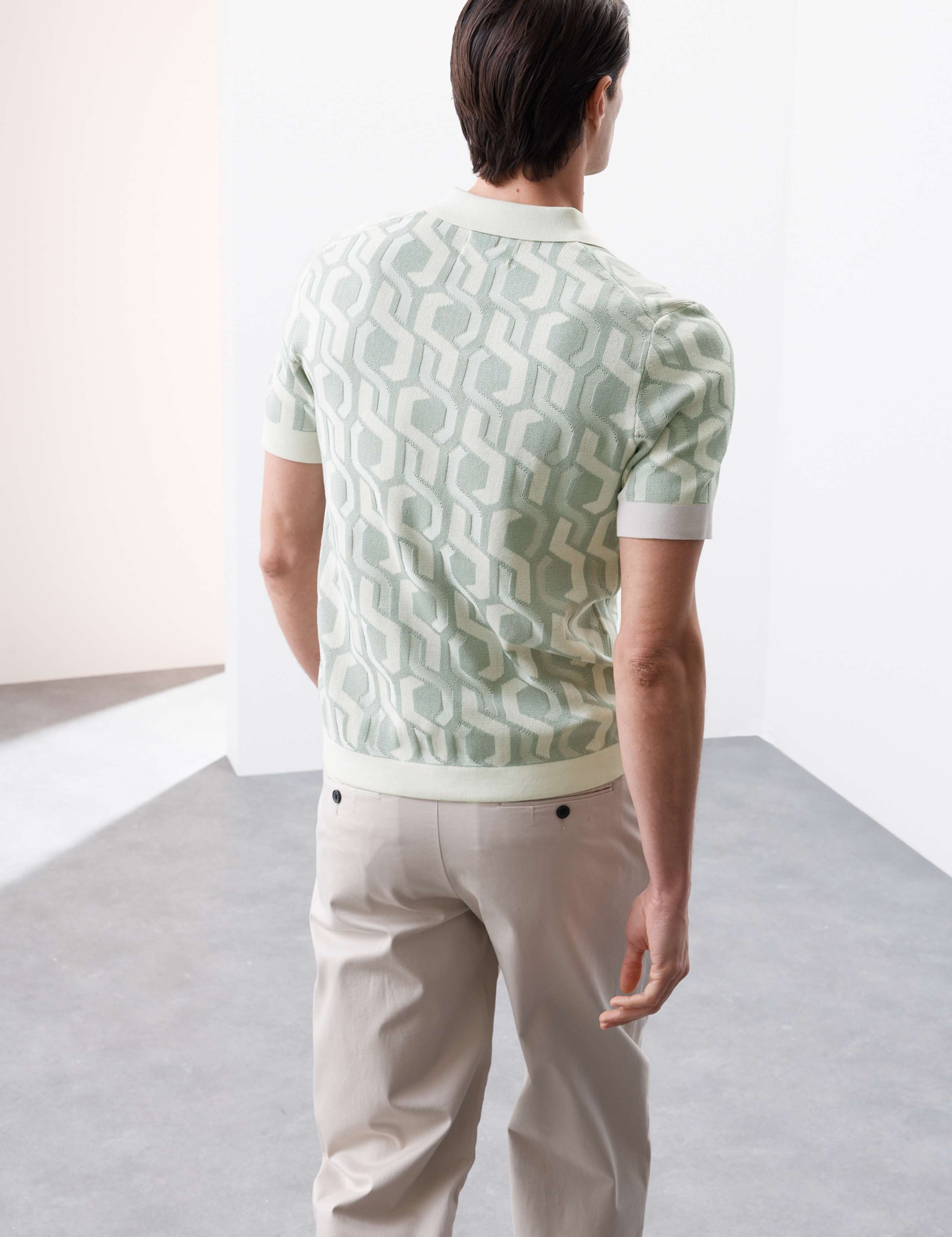 Pure Mercerised Cotton Knitted Polo Shirt 6 of 8