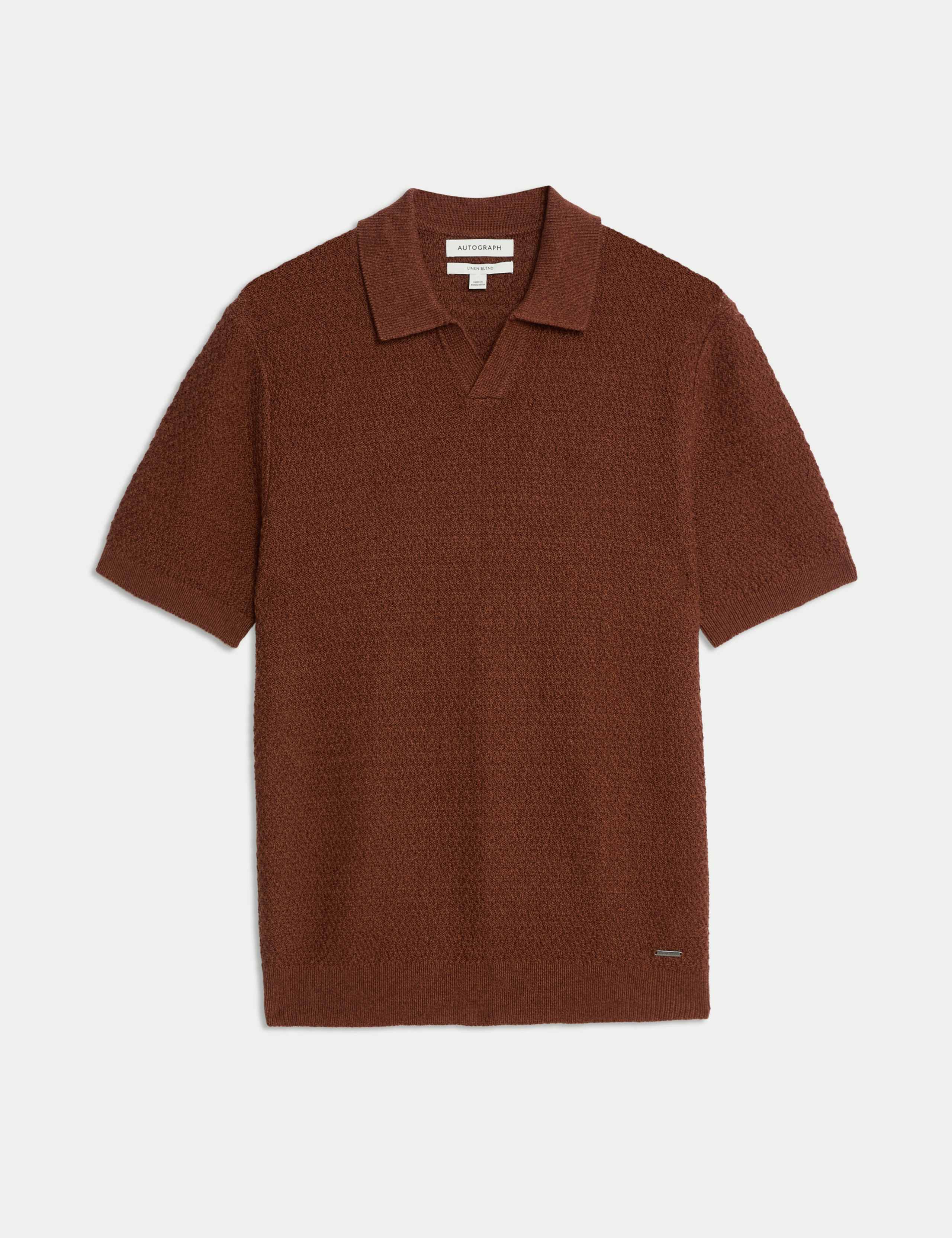 Linen Rich Knitted Open Neck Polo Shirt 2 of 7