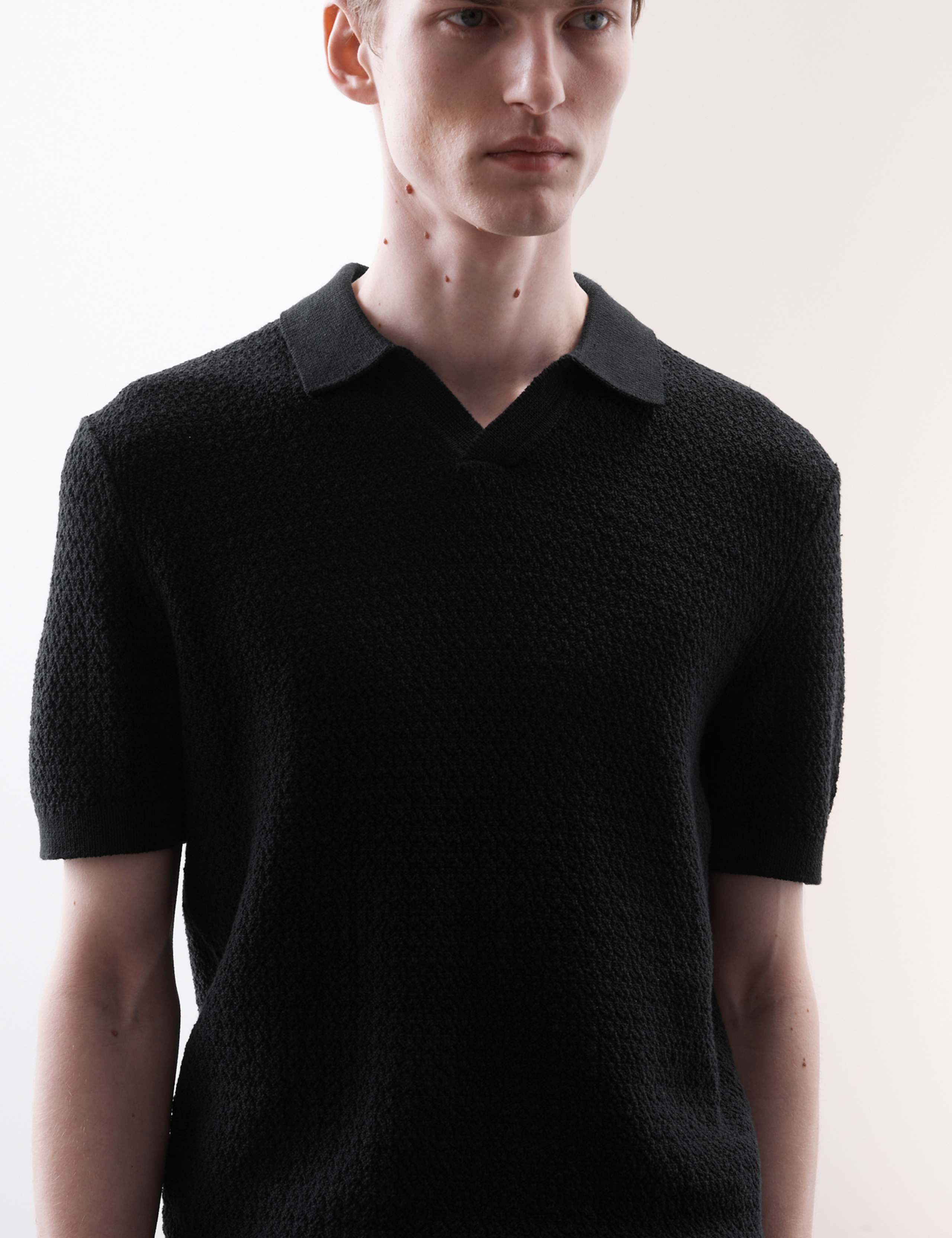 Linen Rich Knitted Open Neck Polo Shirt 2 of 6