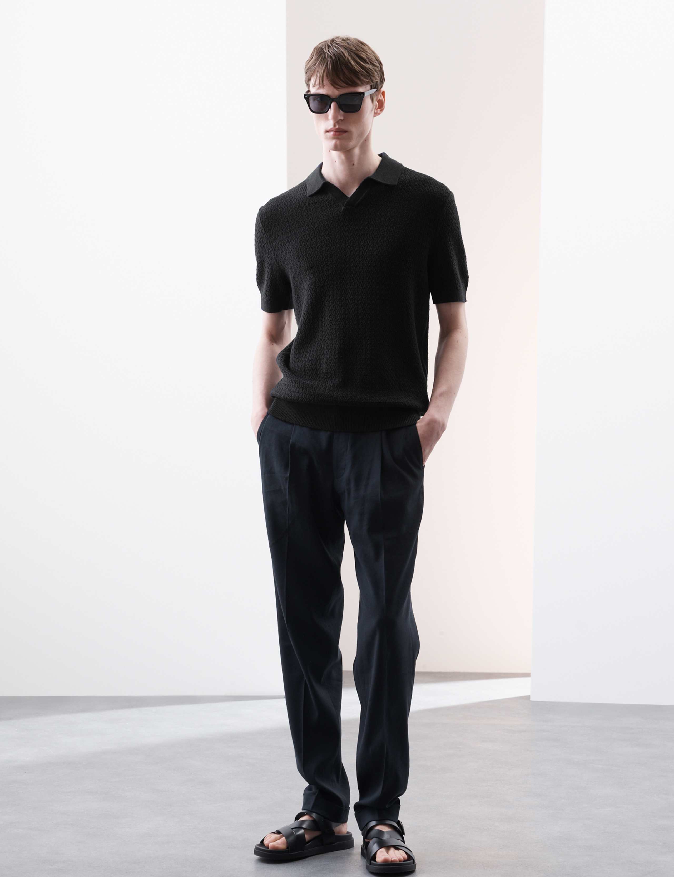 Linen Rich Knitted Open Neck Polo Shirt 3 of 6