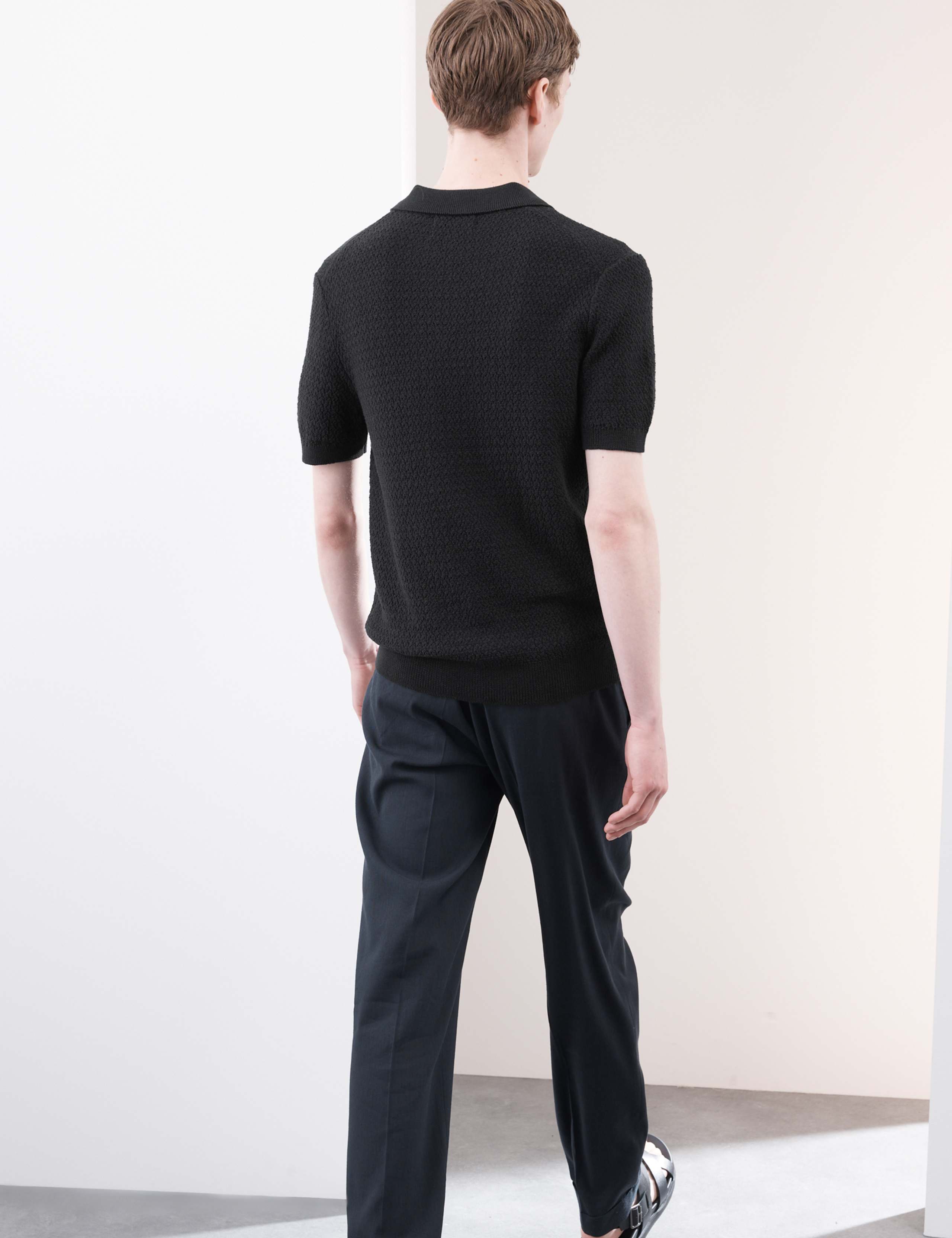 Linen Rich Knitted Open Neck Polo Shirt 5 of 6
