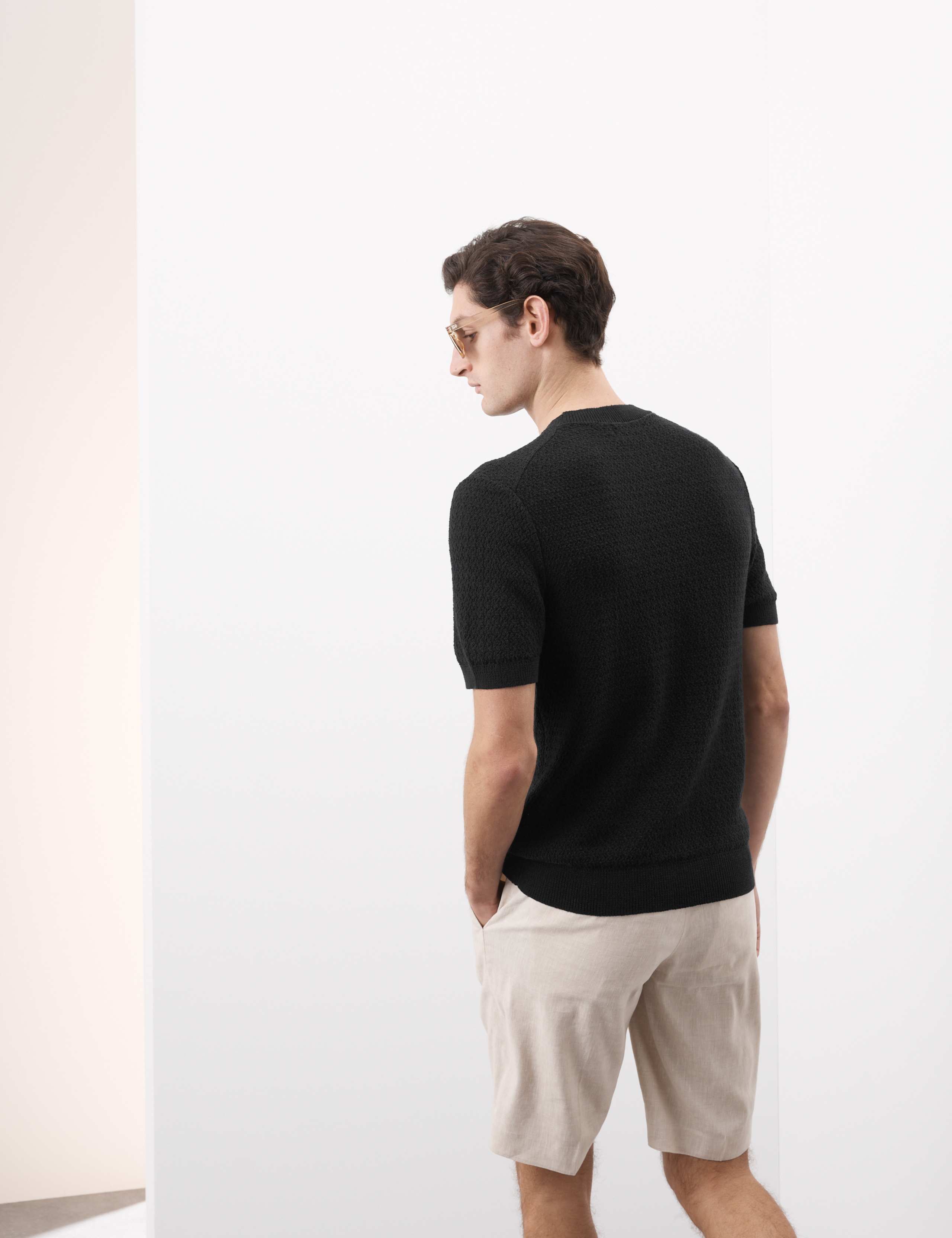 Linen Blend Textured Knitted T-Shirt 5 of 5