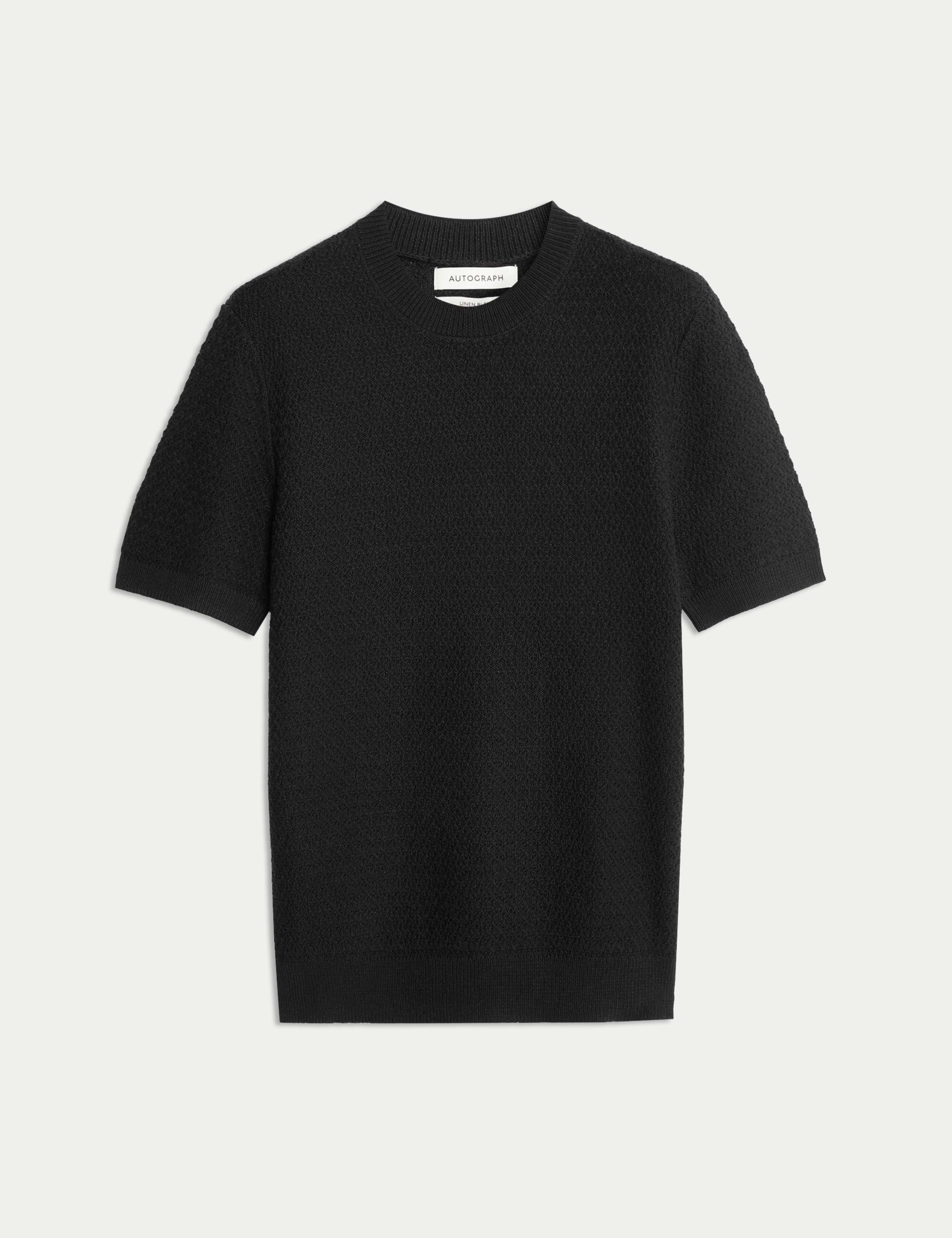 Linen Blend Textured Knitted T-Shirt 2 of 5