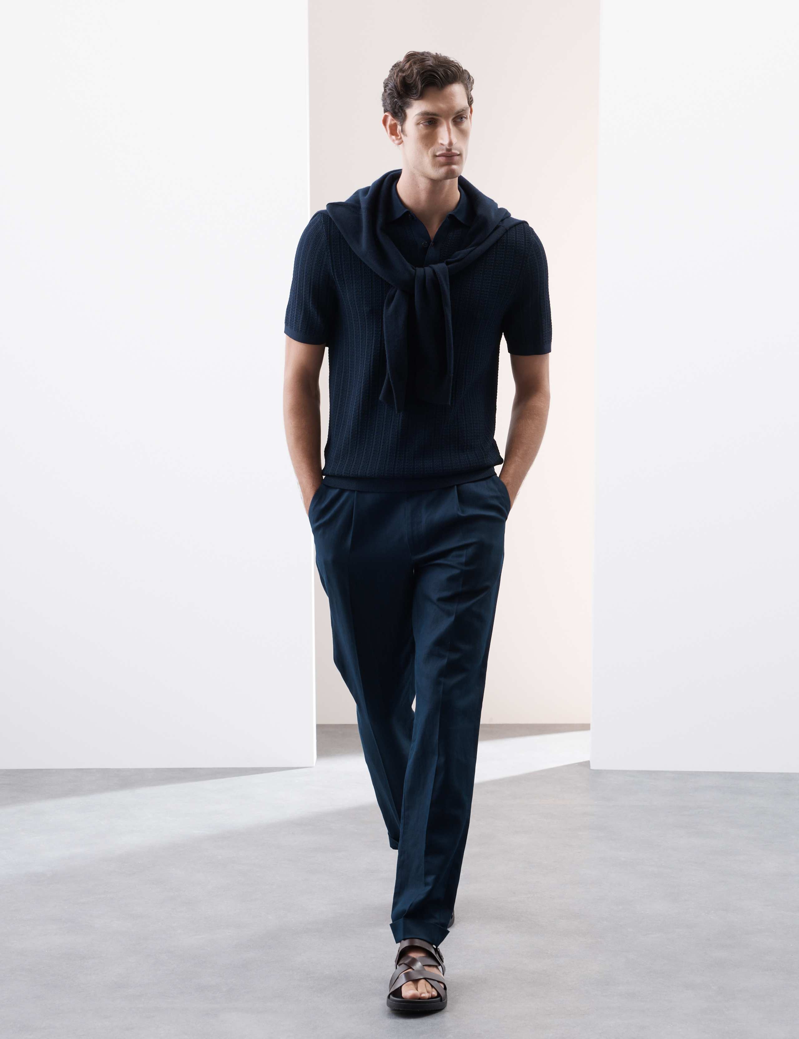 Textured  Viscose Rich Knitted Polo Shirt 3 of 7