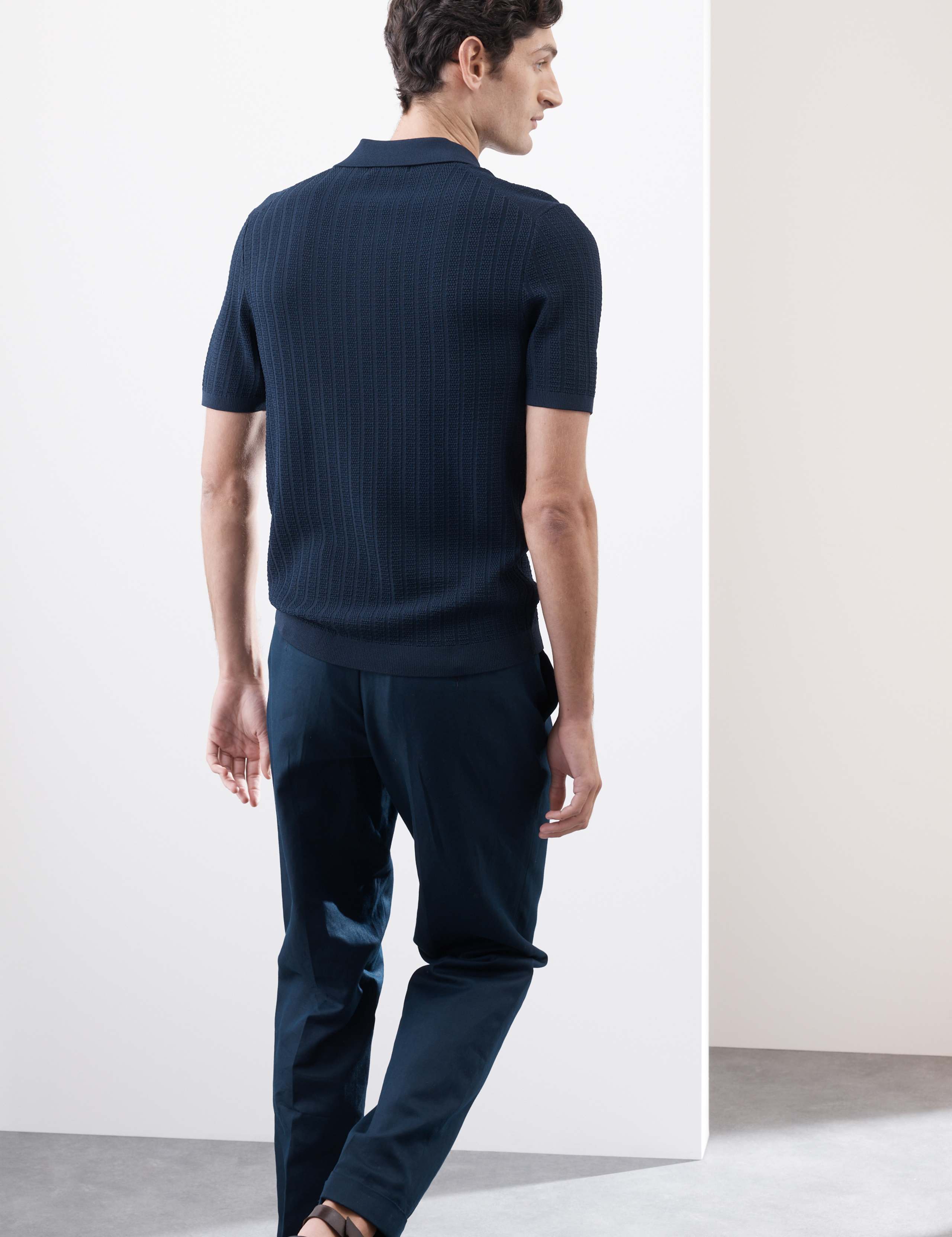Textured  Viscose Rich Knitted Polo Shirt 6 of 7