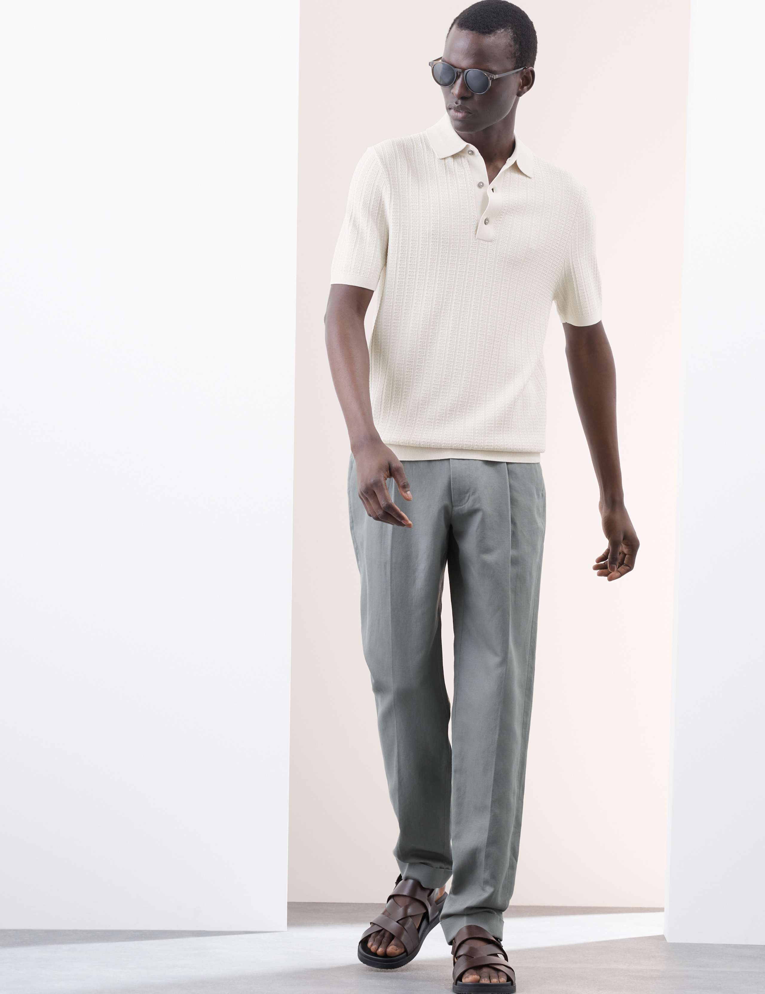 Textured  Viscose Rich Knitted Polo Shirt 3 of 6