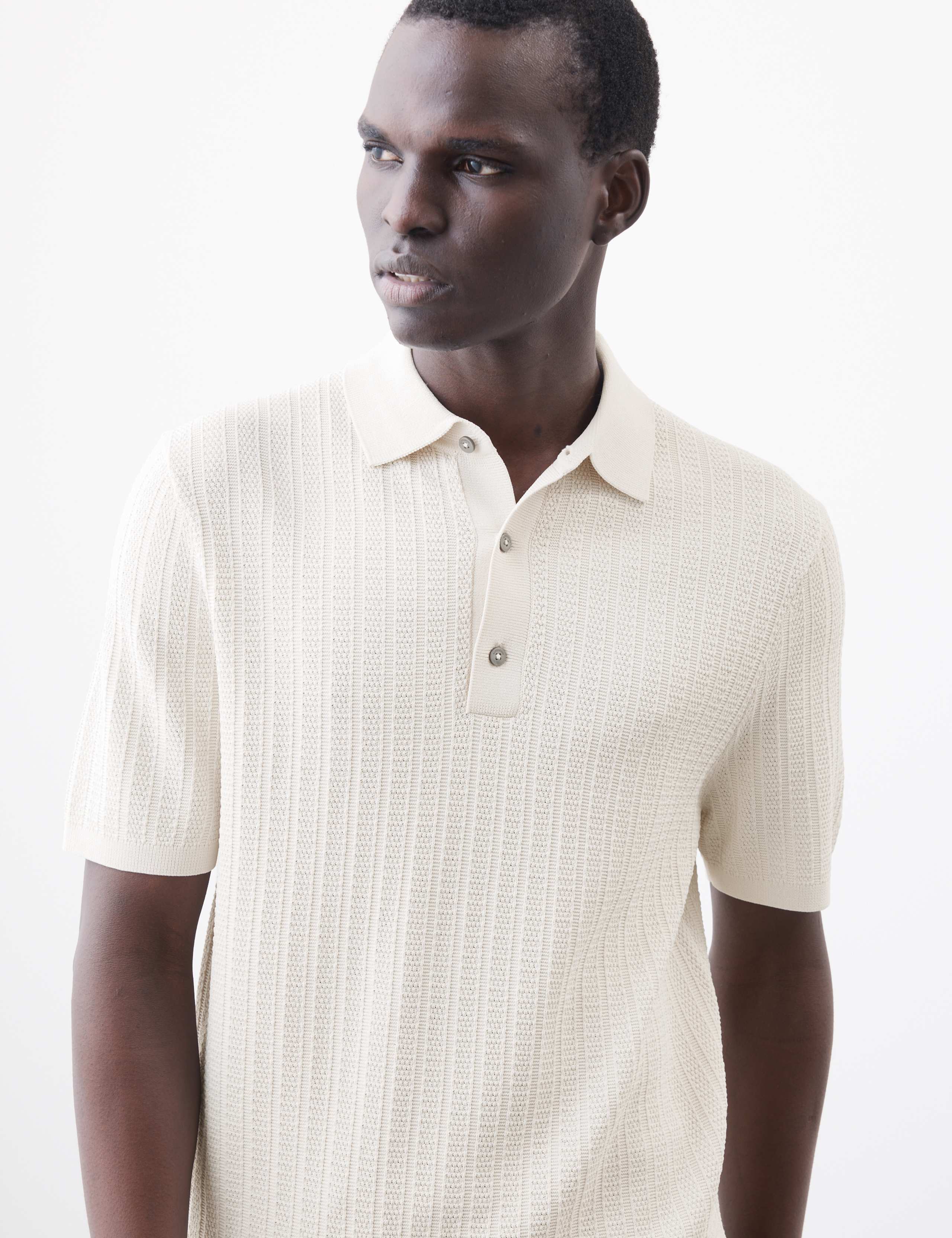 Textured  Viscose Rich Knitted Polo Shirt 4 of 6
