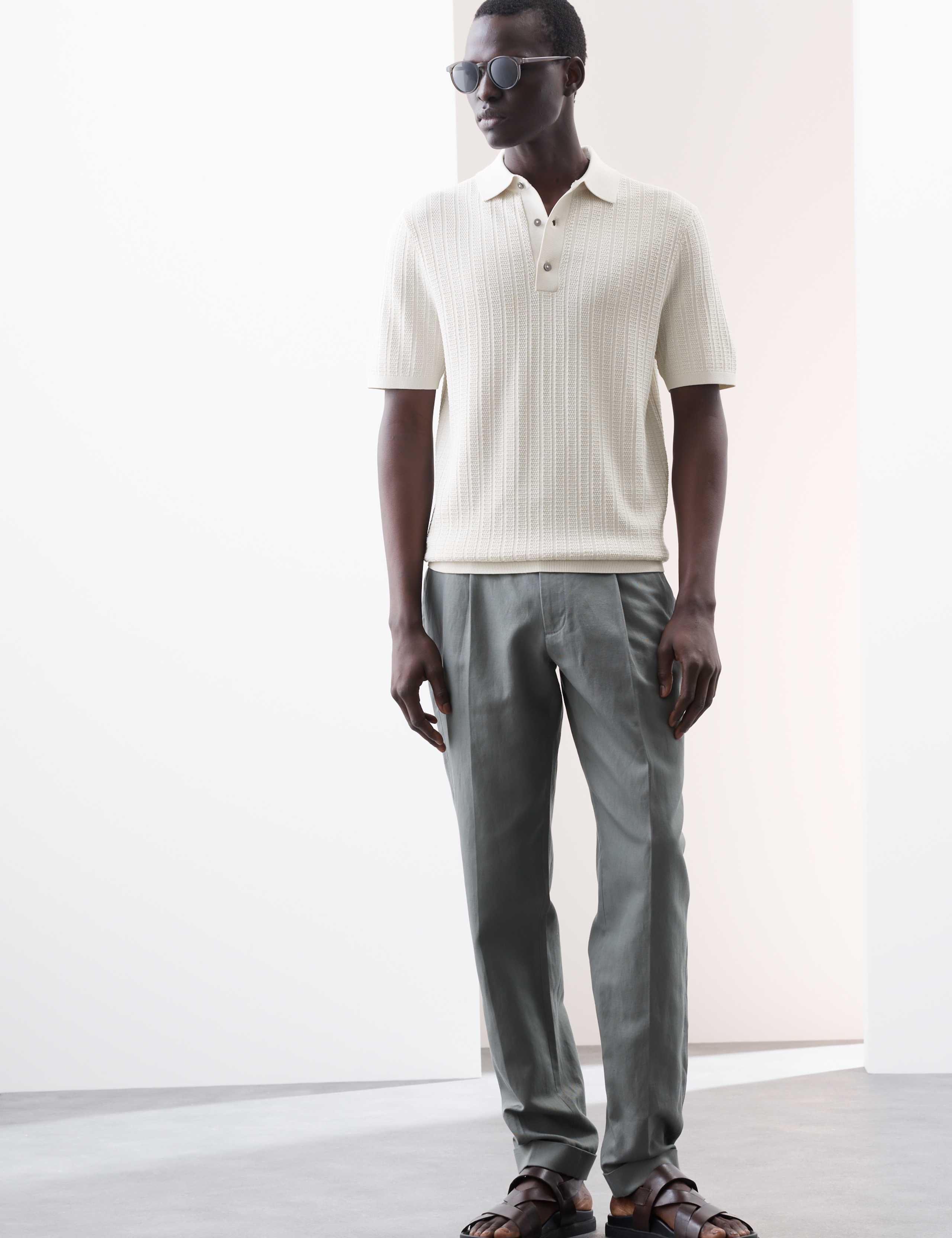 Textured  Viscose Rich Knitted Polo Shirt 5 of 6