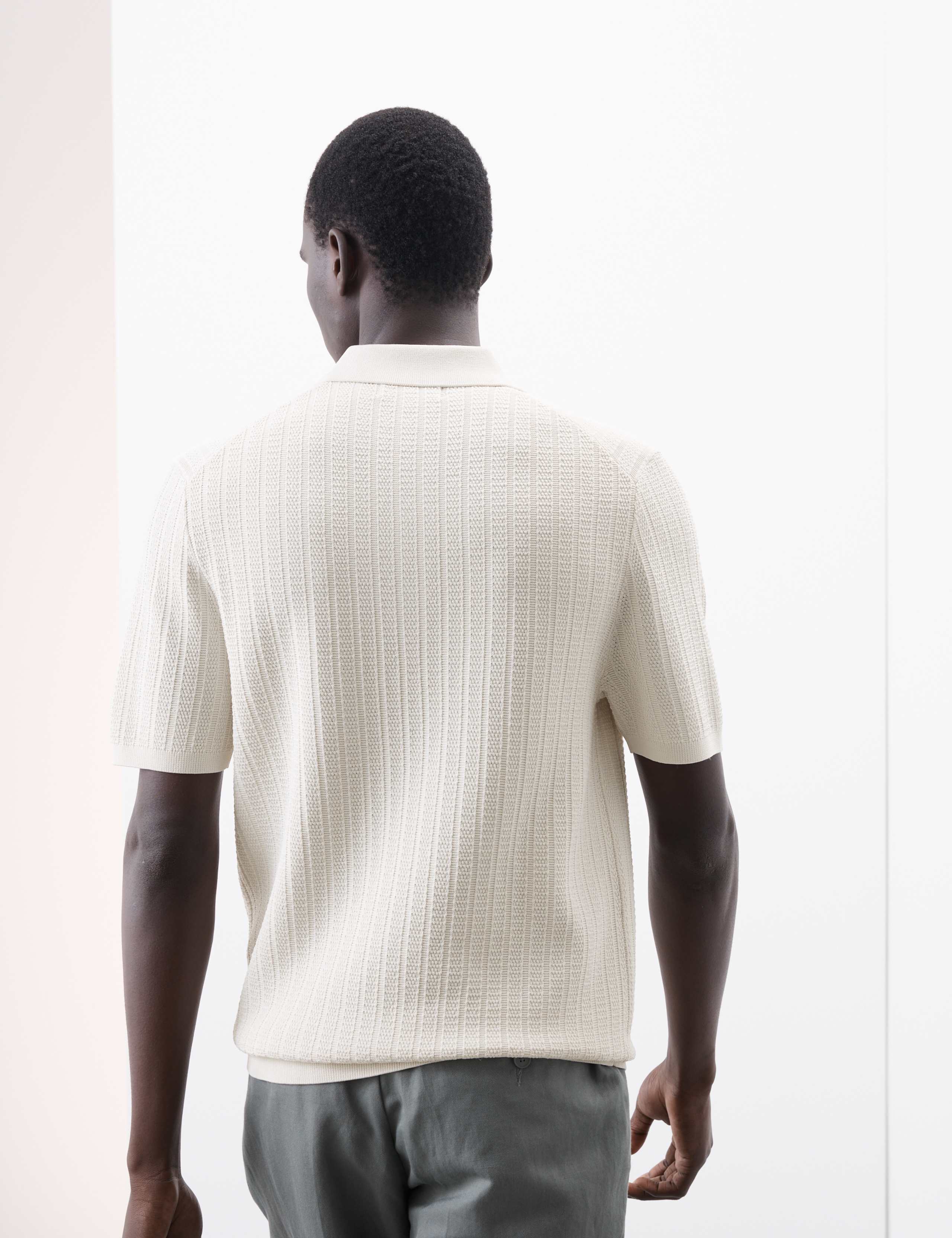 Textured  Viscose Rich Knitted Polo Shirt 6 of 6
