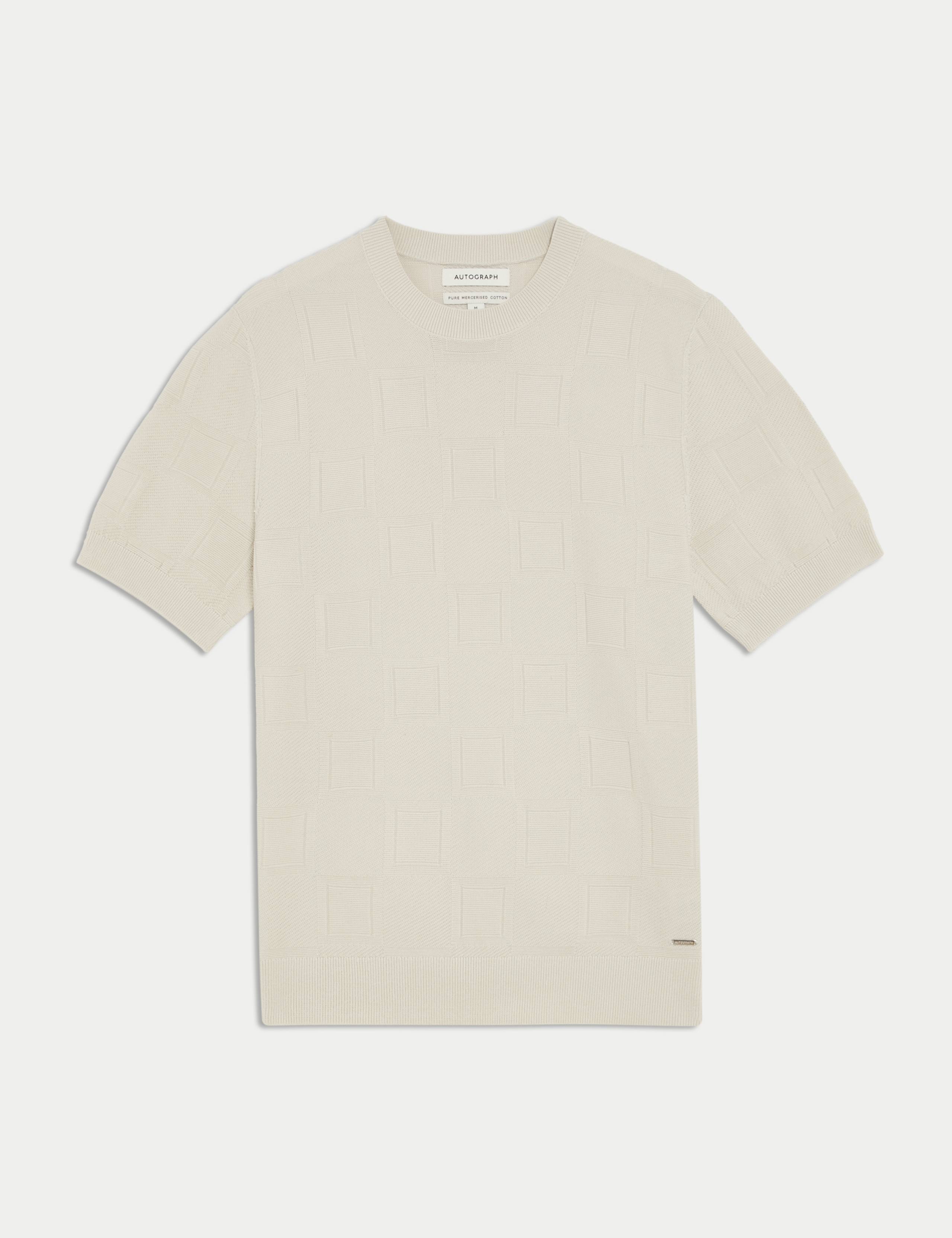 Mercerised Cotton Geometric Texture Knitted T-Shirt 2 of 7