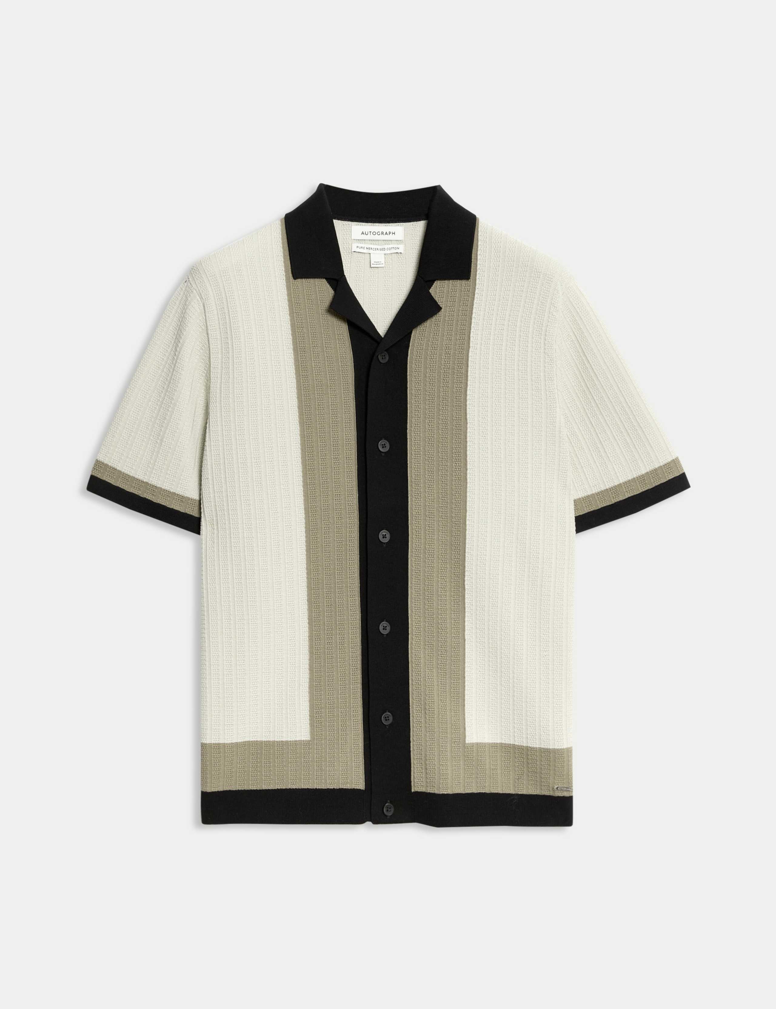 Mercerised Cotton Colour Block Knitted Polo Shirt 2 of 5