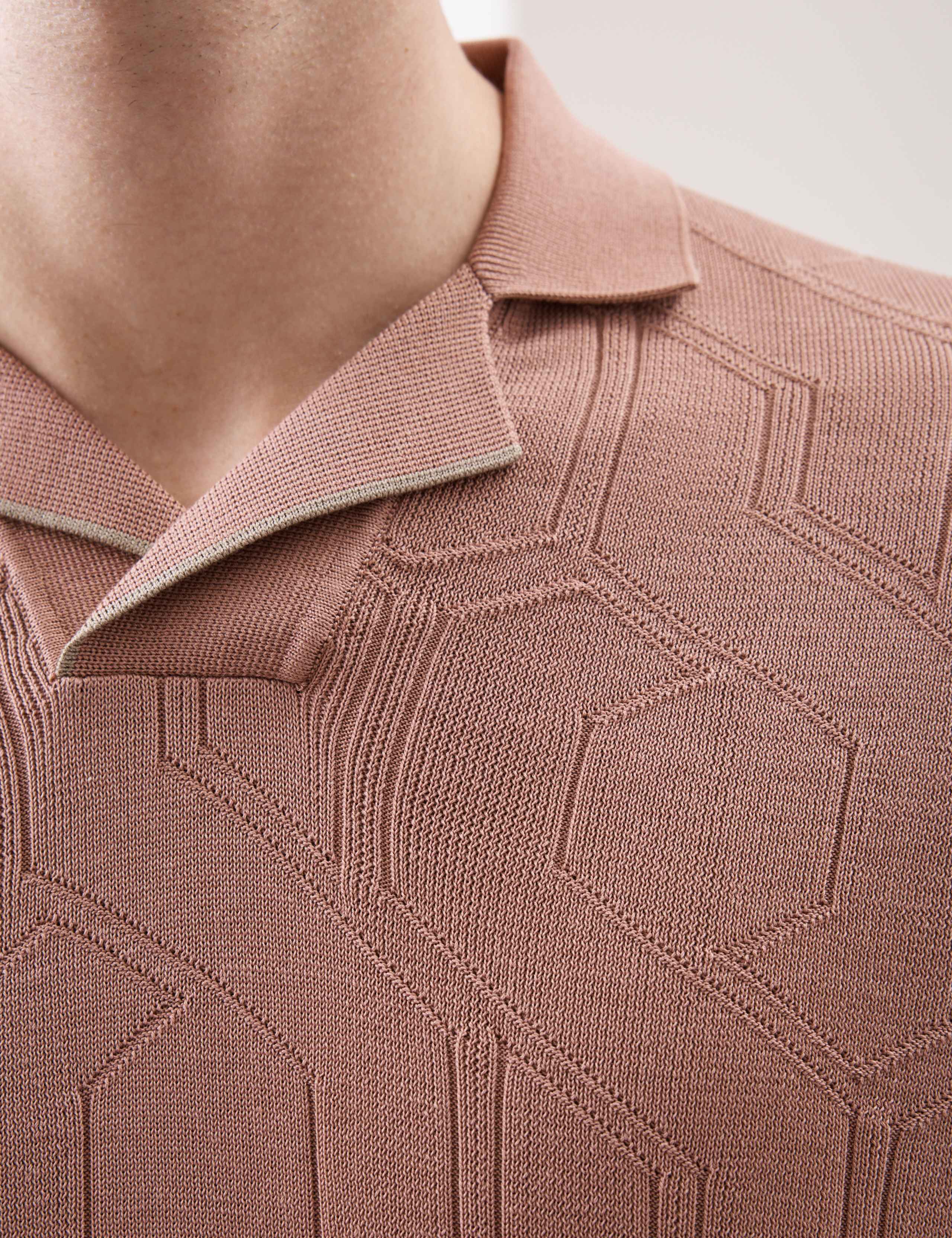 Mercerised Cotton Textured Knitted Polo Shirt 3 of 7