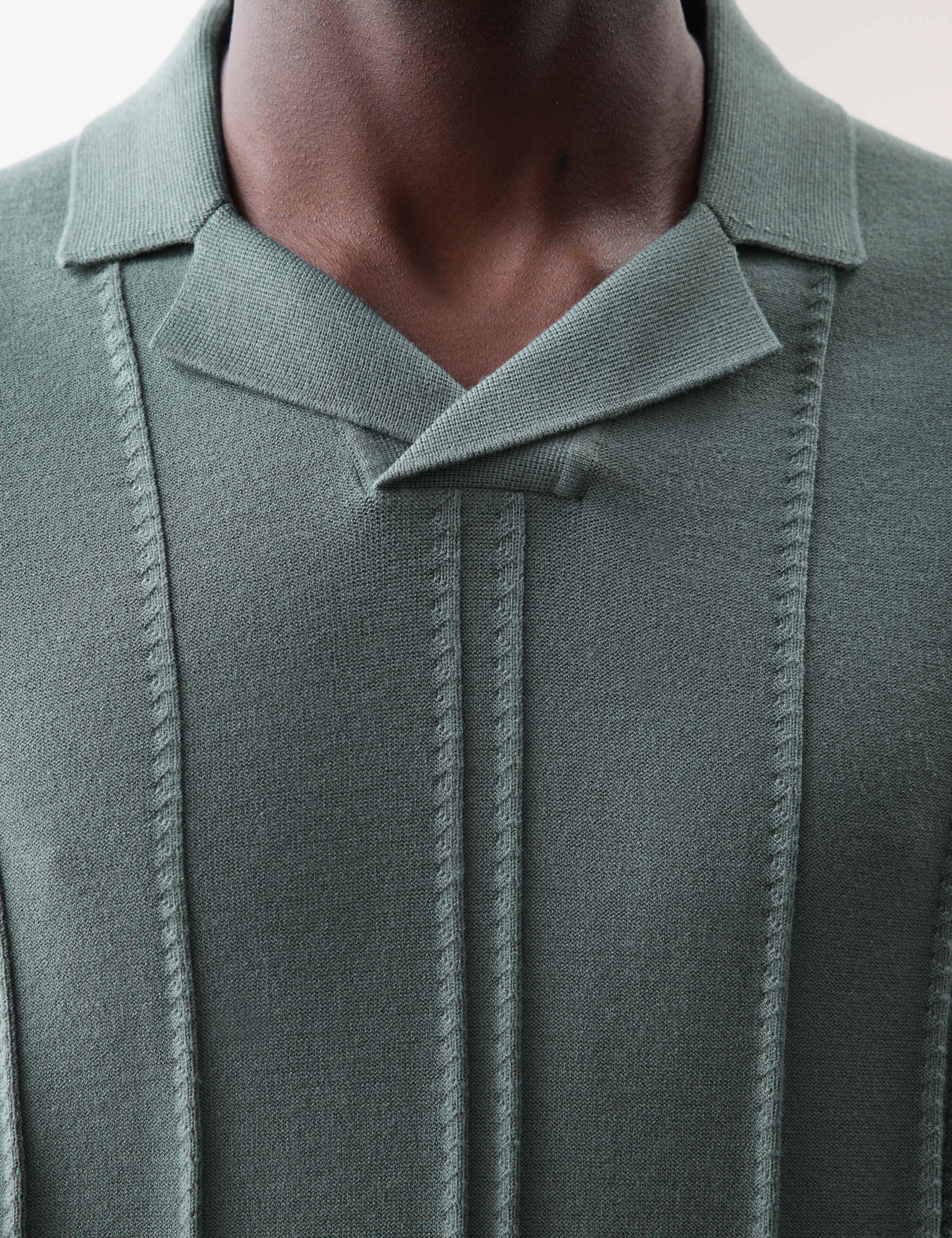Pointelle Open Neck Knitted Polo Shirt 4 of 7