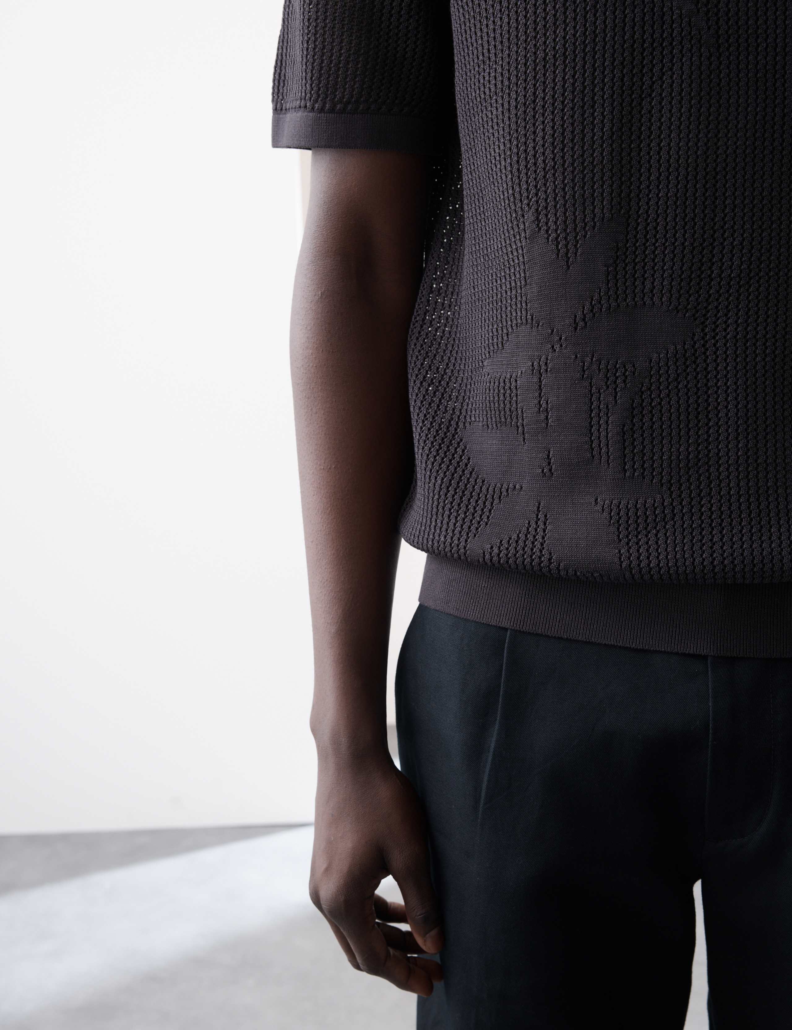 Floral Textured Knit Button Polo Shirt 6 of 7