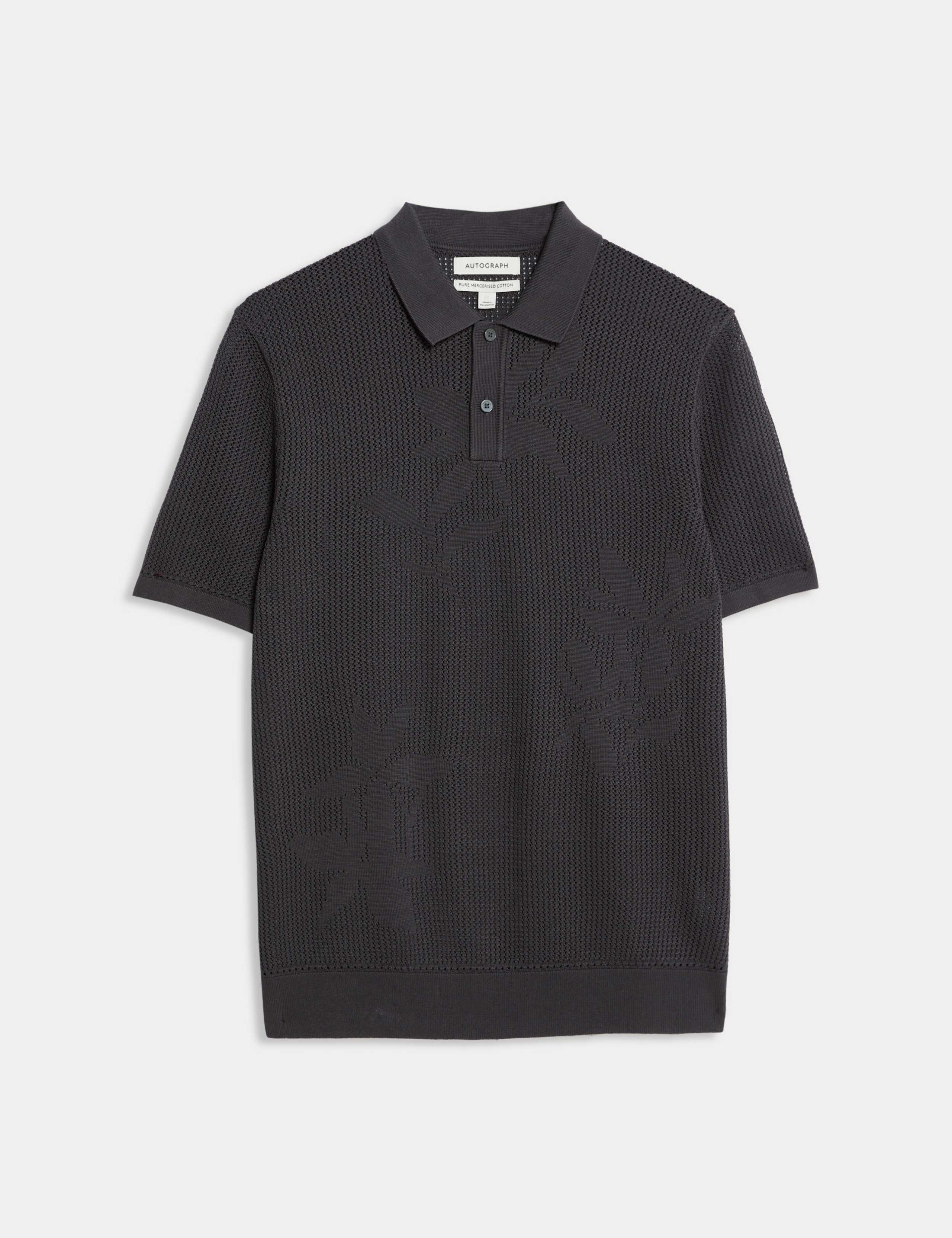 Floral Textured Knit Button Polo Shirt 2 of 7