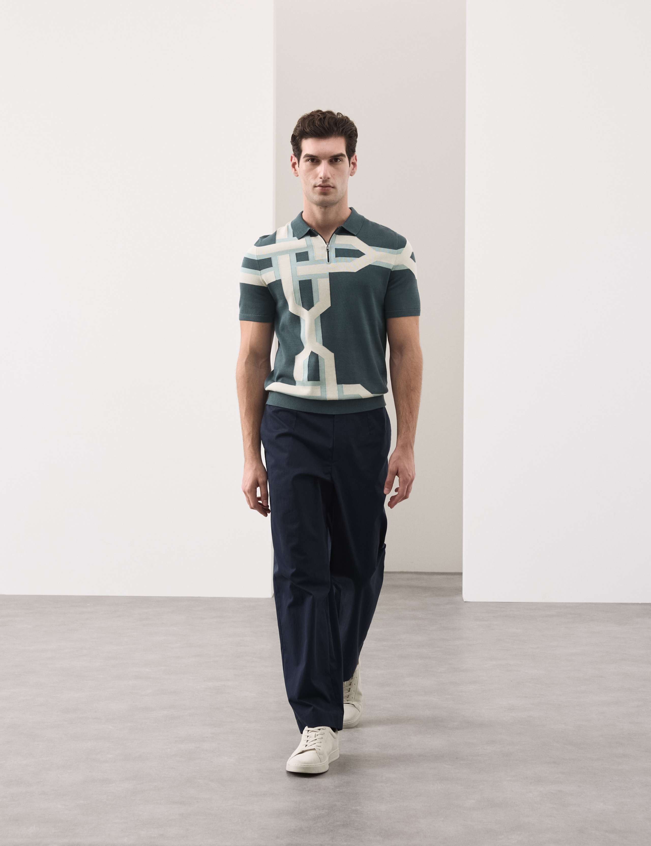 Mercerised Cotton Chain Print Knit Polo 6 of 6