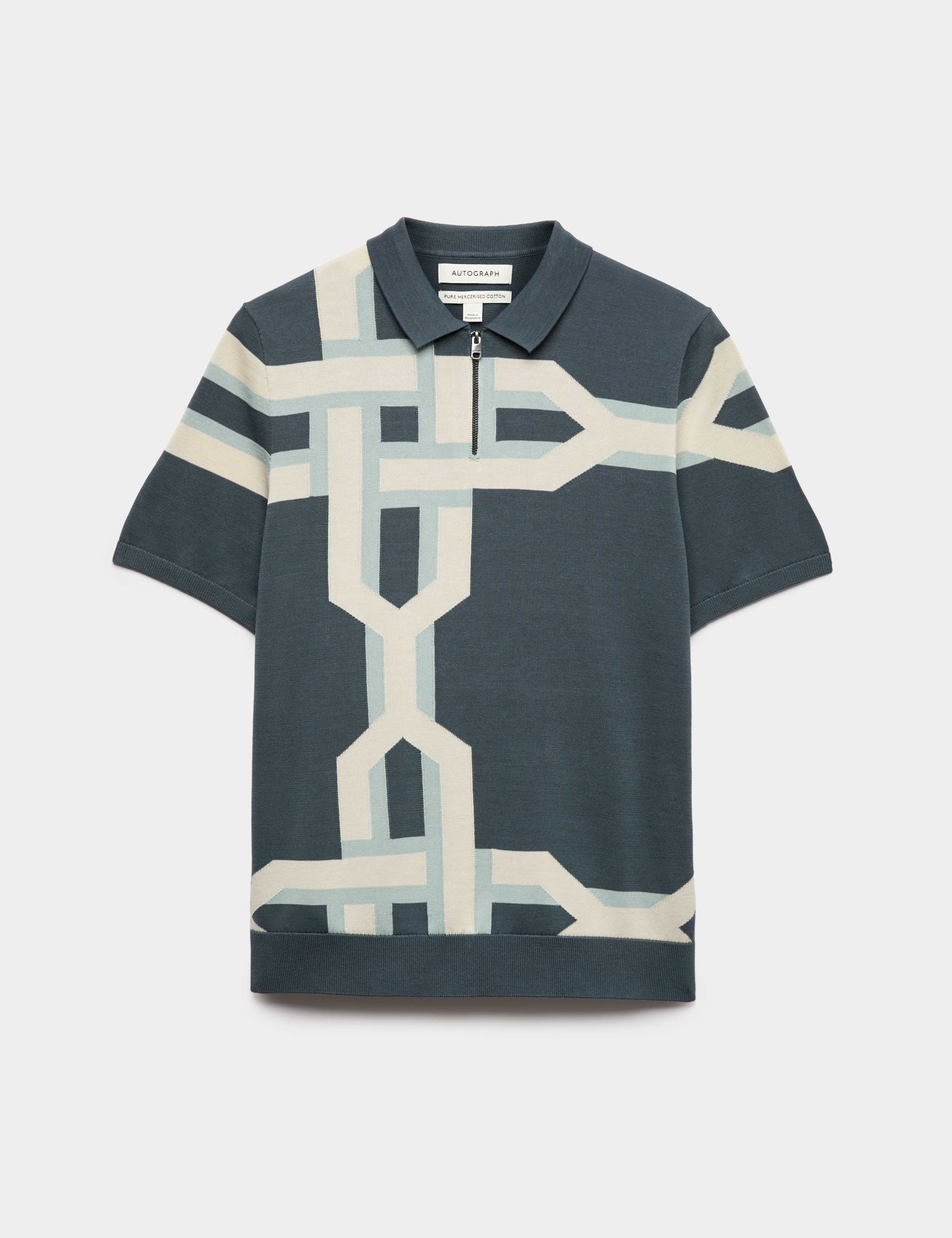 Mercerised Cotton Chain Print Knit Polo 2 of 6