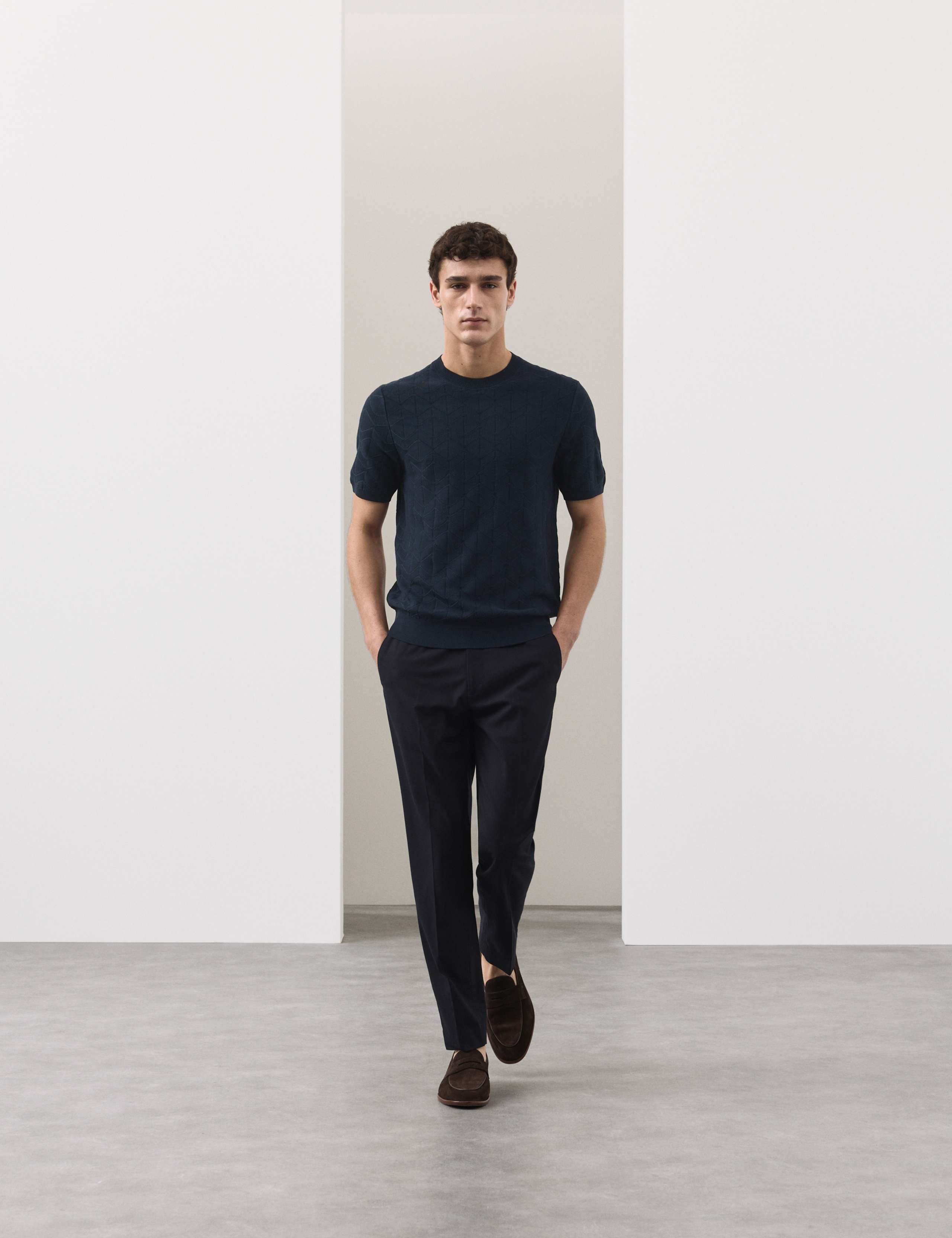 Mercerised Cotton Geometric Knitted T-shirt 3 of 7