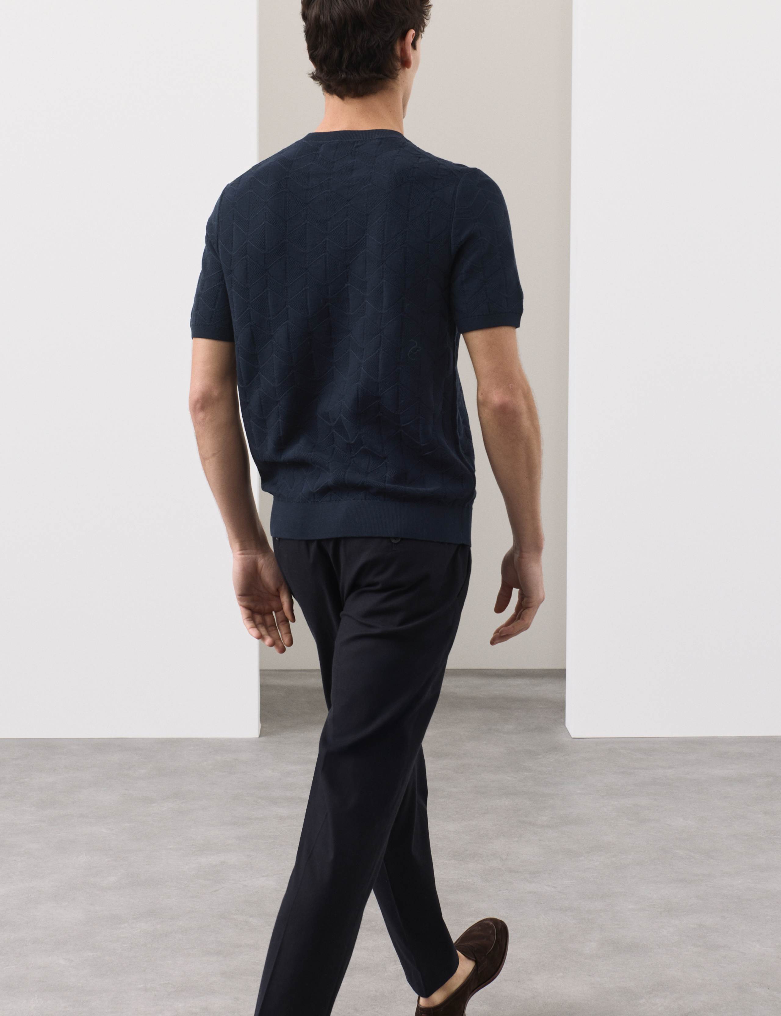 Mercerised Cotton Geometric Knitted T-shirt 7 of 7