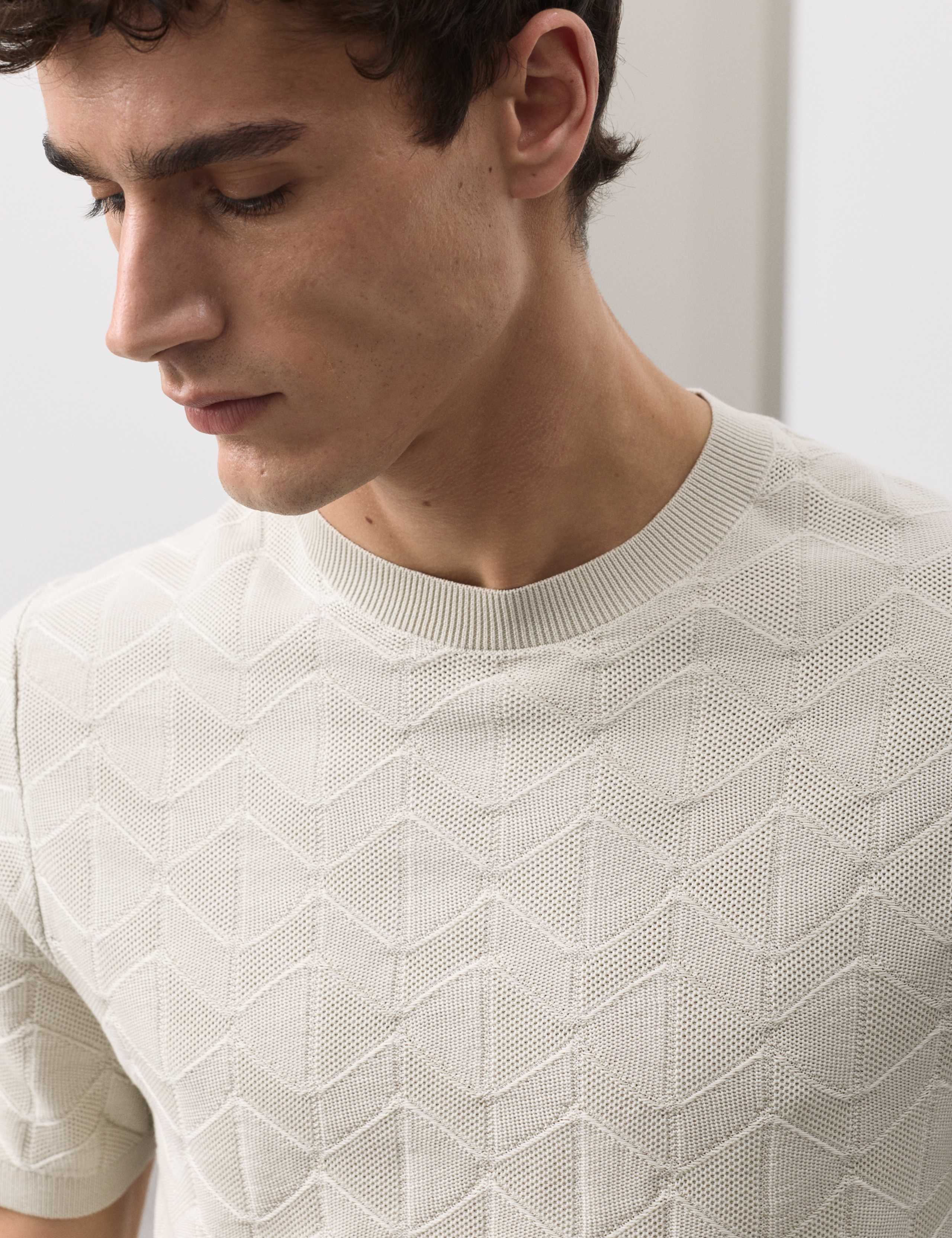 Mercerised Cotton Geometric Knitted T-shirt 1 of 5