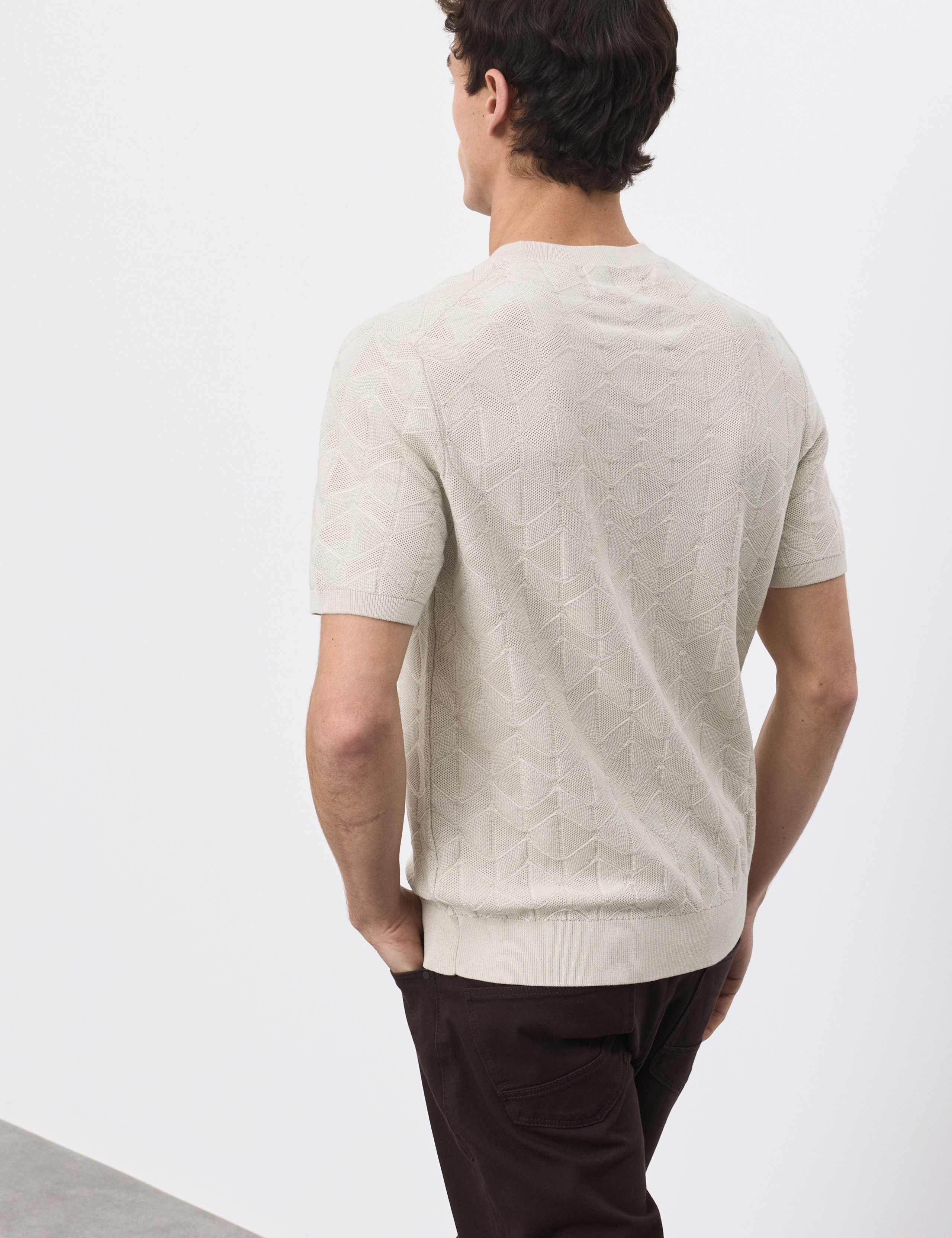 Mercerised Cotton Geometric Knitted T-shirt 5 of 5