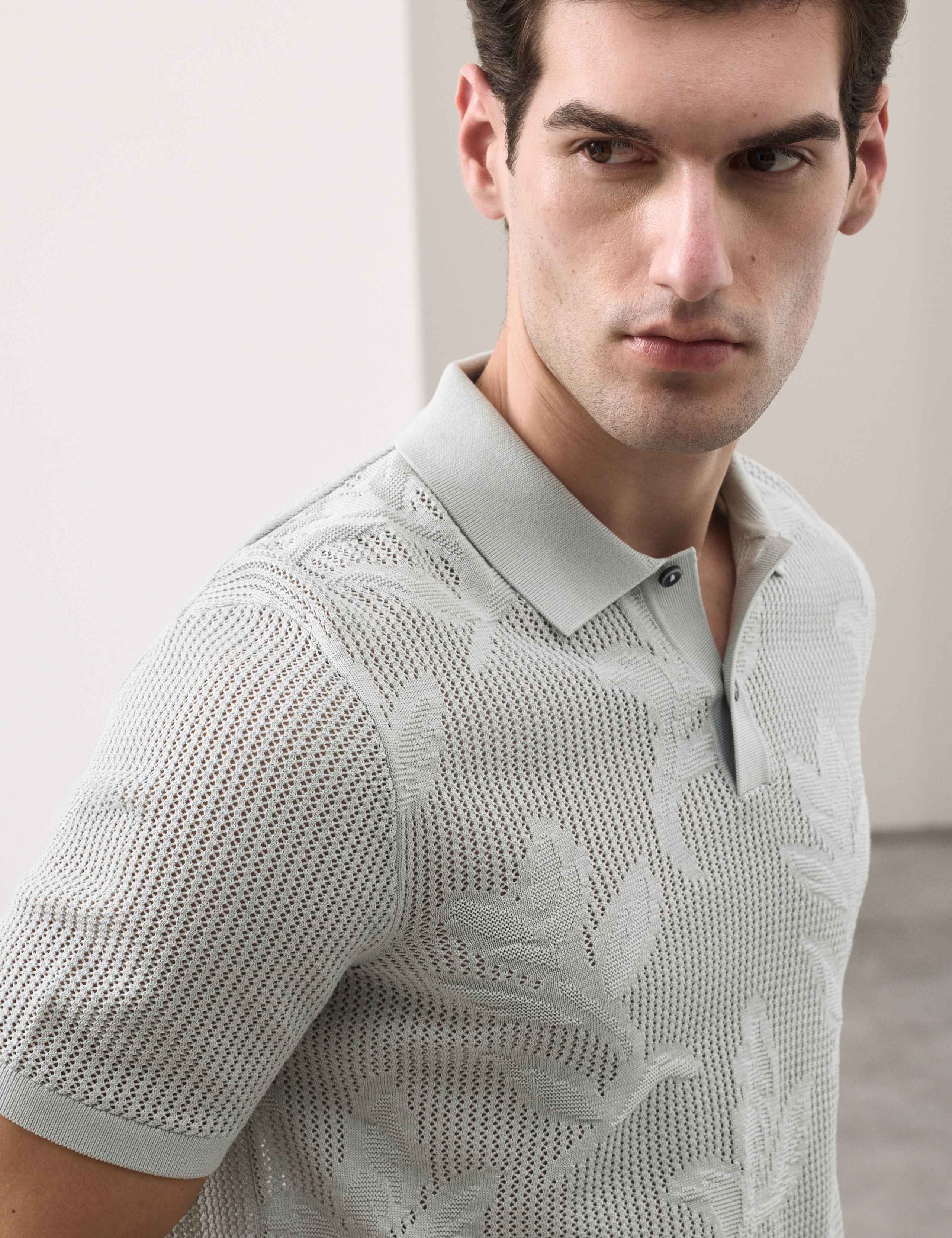 Pure Cotton Floral Pointelle Polo Shirt 4 of 7