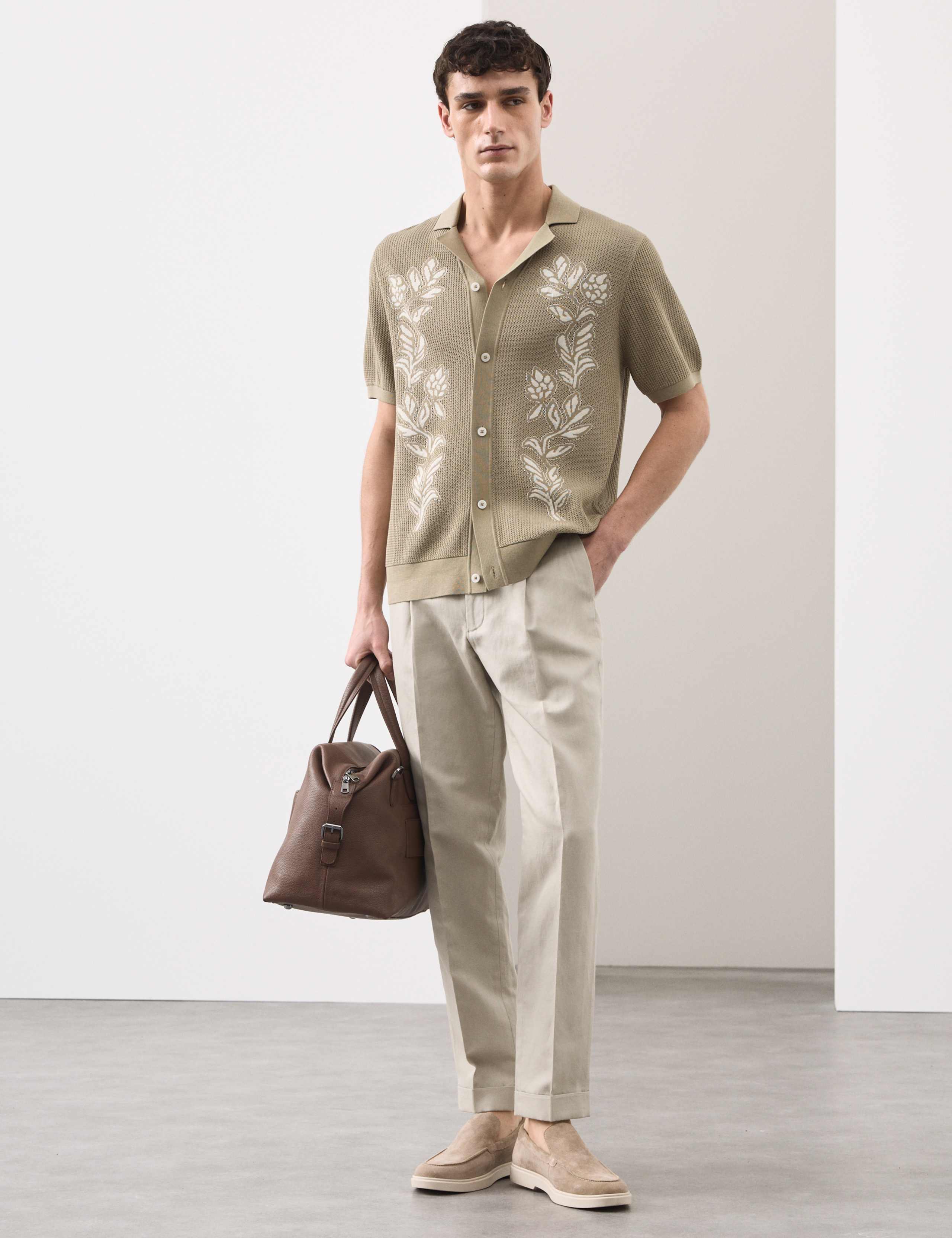 Pure Cotton Floral Knitted Polo Shirt 4 of 4