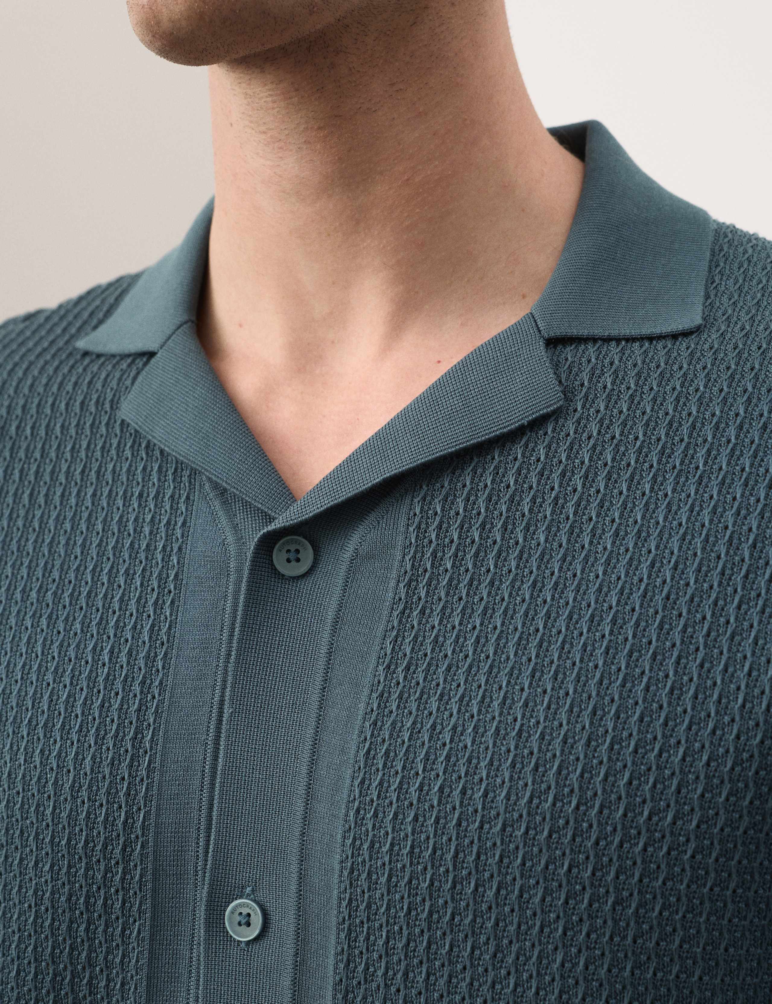 Tipped Button Through Revere Polo Shirt 8 of 8